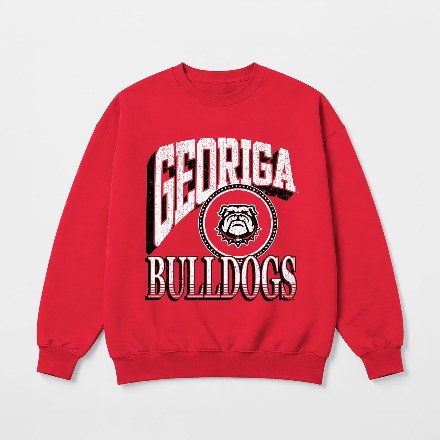GEORGIA BULLDOGS MAIN CHARACTER PREMIUM FLEECE DROP SHOULDER CREWNECK PULLOVER