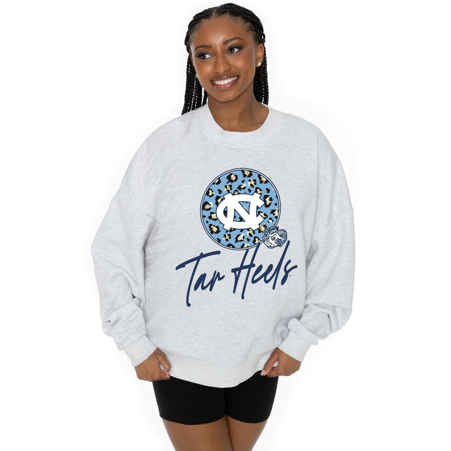 NORTH CAROLINA TAR HEELS GOING WILD LONG SLEEVE UNISEX FIT PREMIUM FLEECE CREWNECK SWEATSHIRT WITH RIBBED KNIT NECKLINE, WRIST, AND WAISTBAND - The Club
