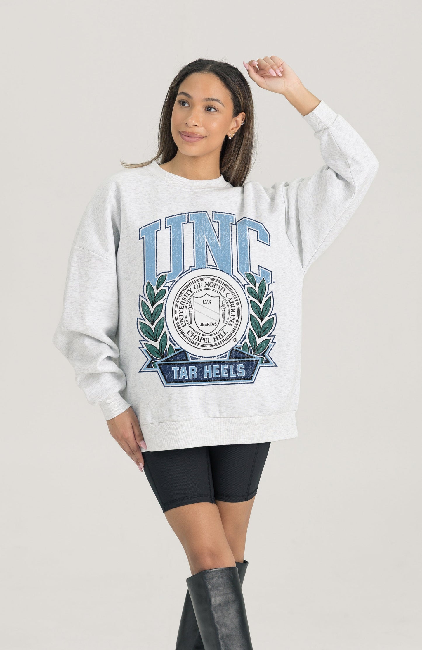 NORTH CAROLINA TAR HEELS HERITAGE PREMIUM FLEECE DROP SHOULDER CREWNECK PULLOVER