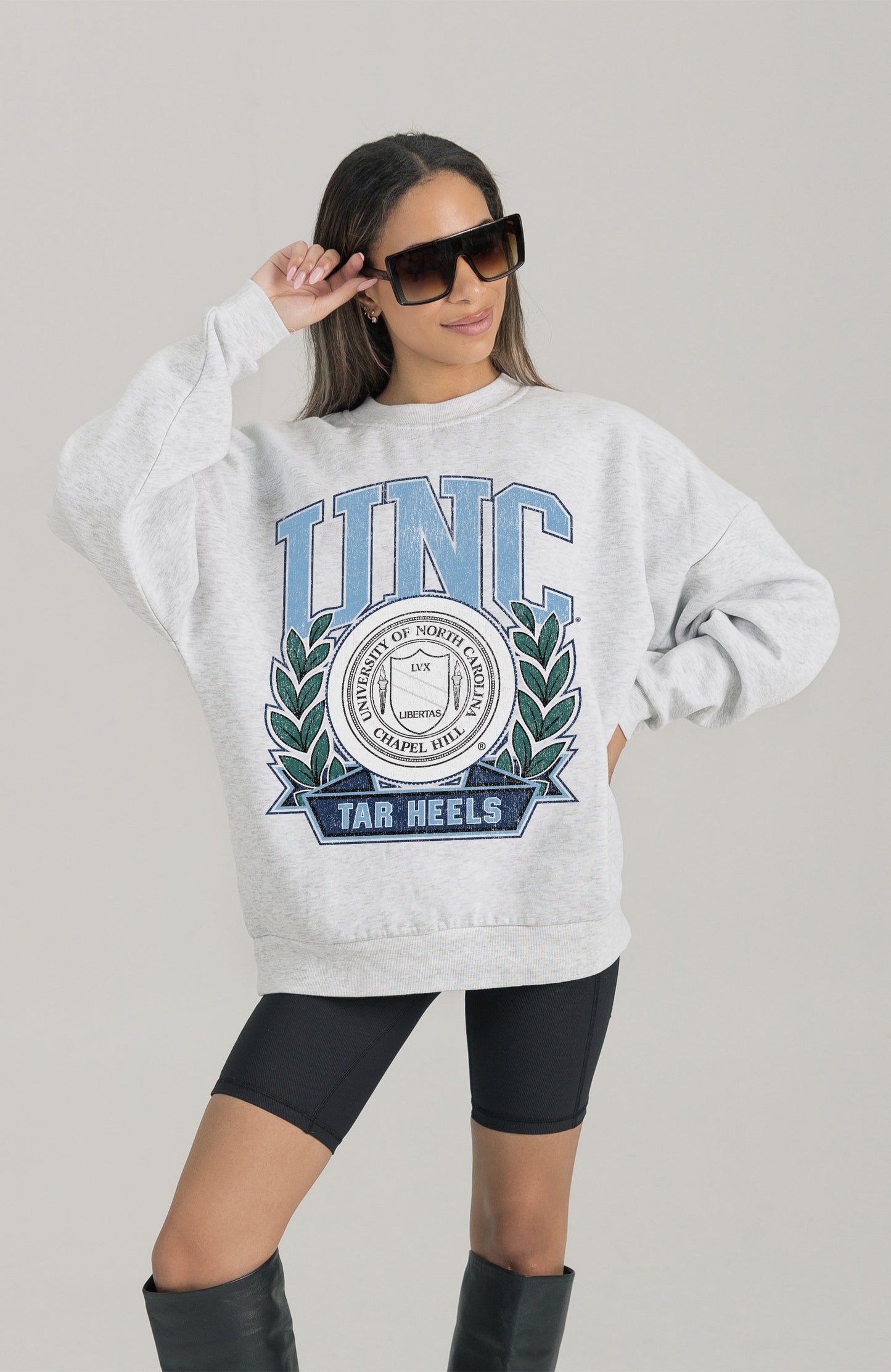 NORTH CAROLINA TAR HEELS HERITAGE PREMIUM FLEECE DROP SHOULDER CREWNECK PULLOVER