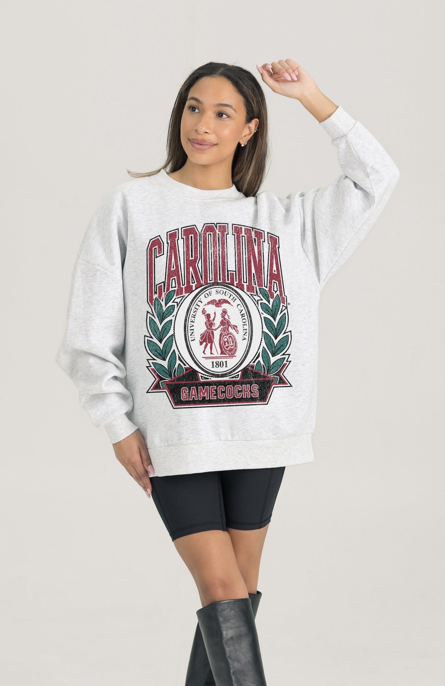 SOUTH CAROLINA GAMECOCKS HERITAGE PREMIUM FLEECE DROP SHOULDER CREWNECK PULLOVER