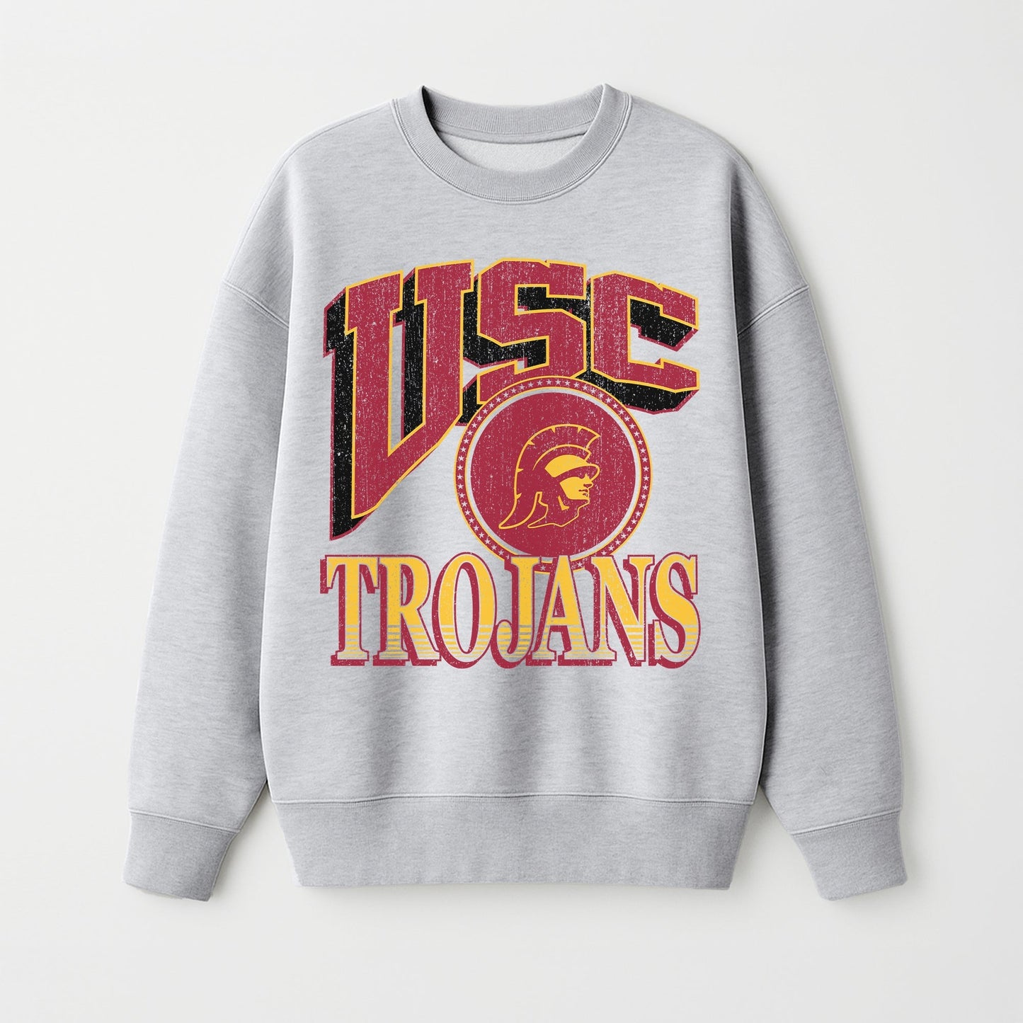 USC TROJANS GAME ON PREMIUM FLEECE DROP SHOULDER CREWNECK PULLOVER
