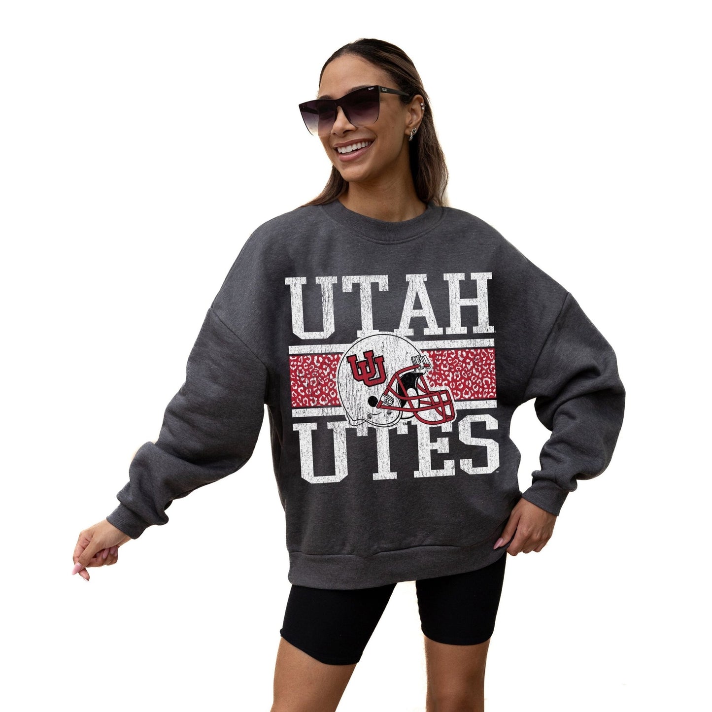 UTAH UTES WILD TAILGATE LONG SLEEVE UNISEX FIT PREMIUM FLEECE CREWNECK SWEATSHIRT WITH RIBBED KNIT NECKLINE, WRIST, AND WAISTBAND - The Club