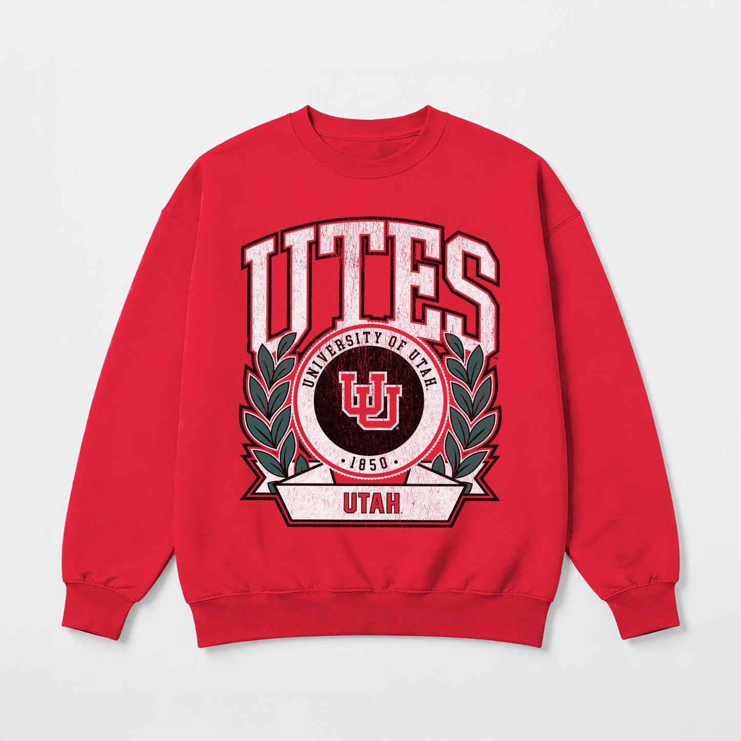 UTAH UTES CLASSIC ARCHIVES PREMIUM FLEECE DROP SHOULDER CREWNECK PULLOVER