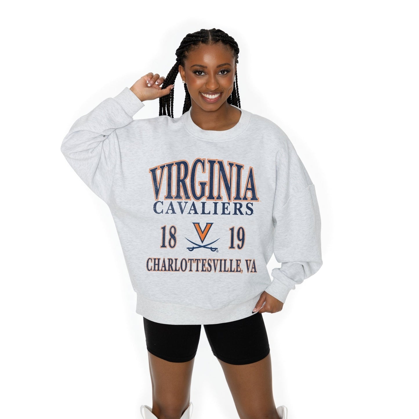VIRGINIA CAVALIERS ALLEGIANCE LONG SLEEVE UNISEX FIT PREMIUM FLEECE CREWNECK SWEATSHIRT WITH RIBBED KNIT NECKLINE, WRIST, AND WAISTBAND - The Club