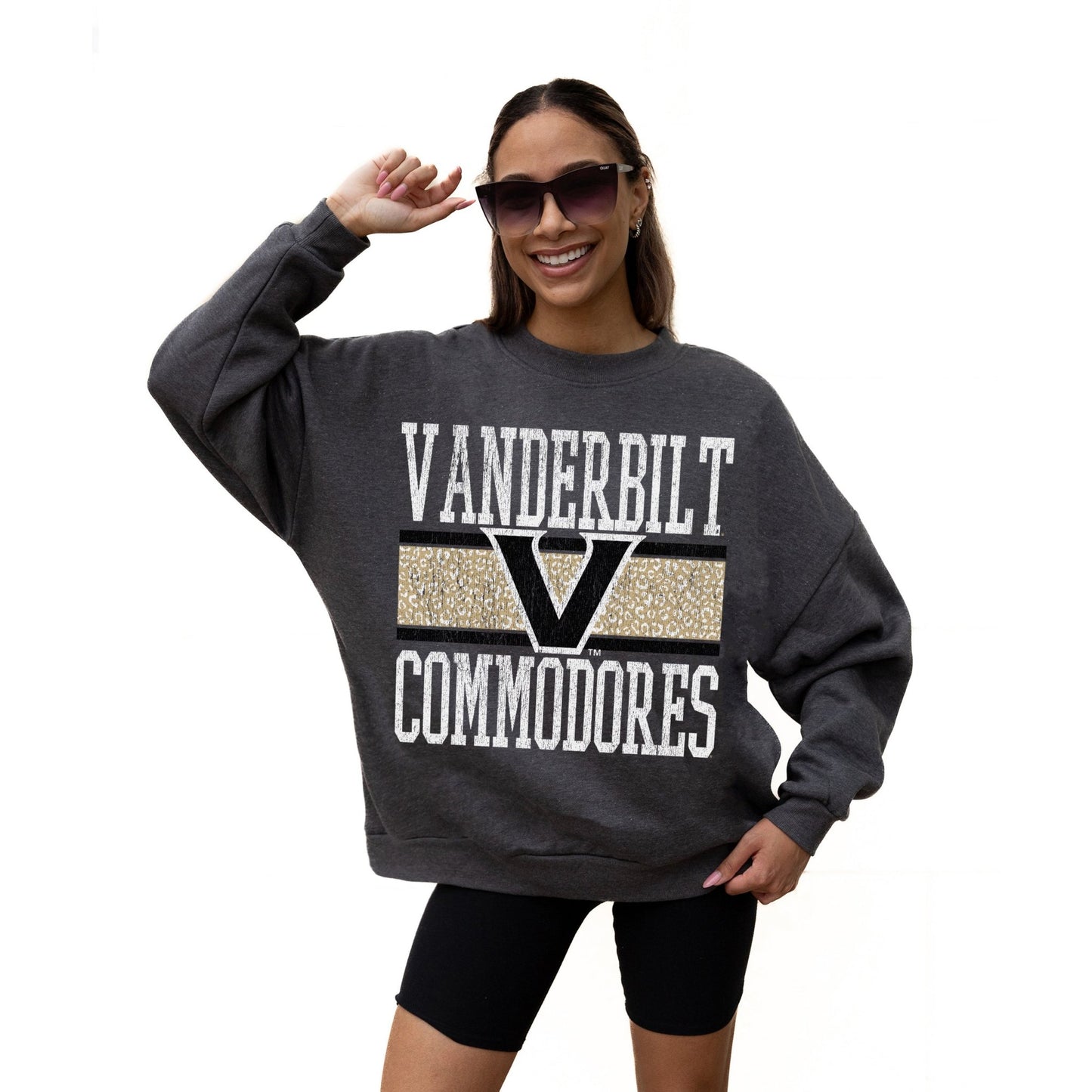 VANDERBILT COMMODORES WILD TAILGATE LONG SLEEVE UNISEX FIT PREMIUM FLEECE CREWNECK SWEATSHIRT WITH RIBBED KNIT NECKLINE, WRIST, AND WAISTBAND - The Club
