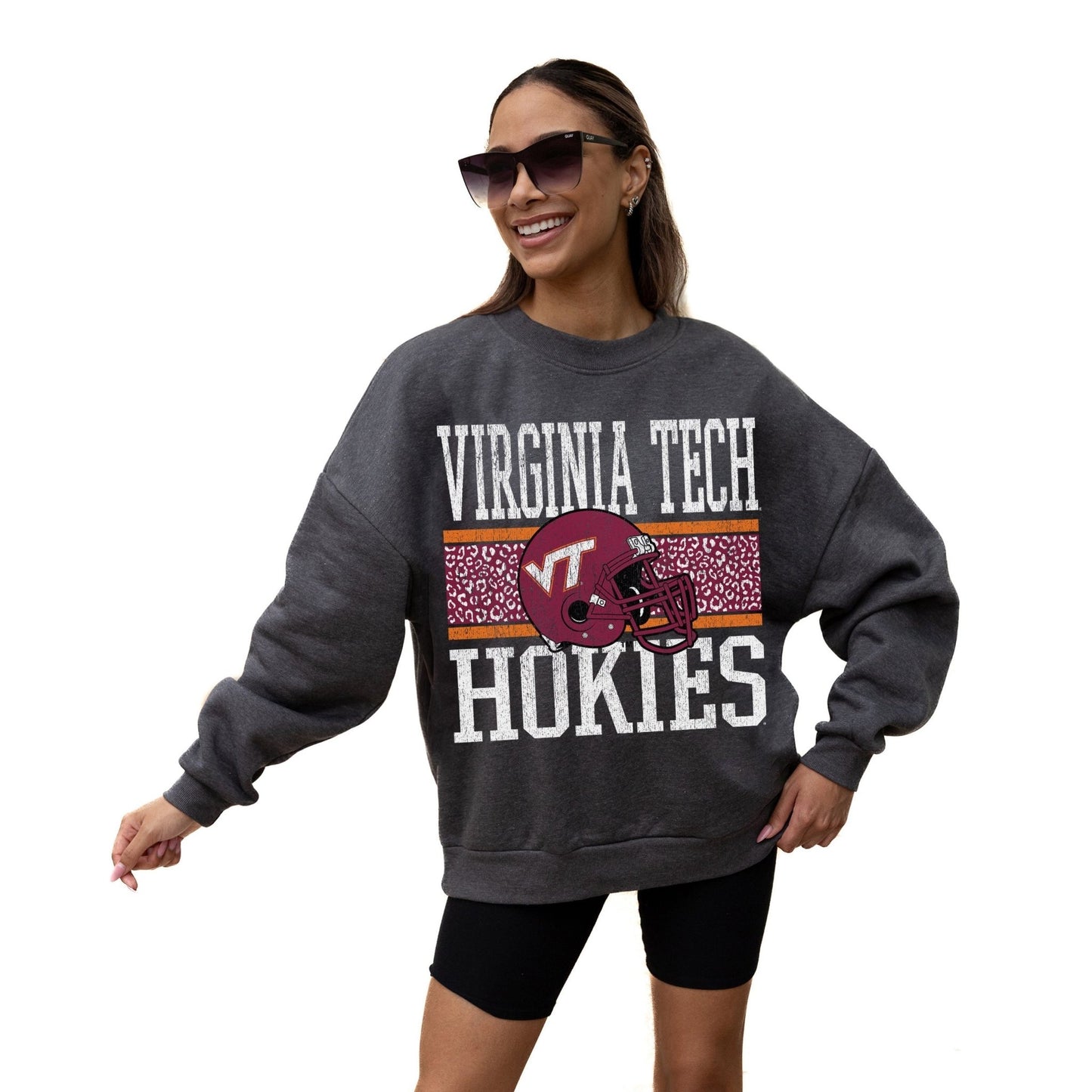 VIRGINIA TECH HOKIES WILD TAILGATE LONG SLEEVE UNISEX FIT PREMIUM FLEECE CREWNECK SWEATSHIRT WITH RIBBED KNIT NECKLINE, WRIST, AND WAISTBAND - The Club