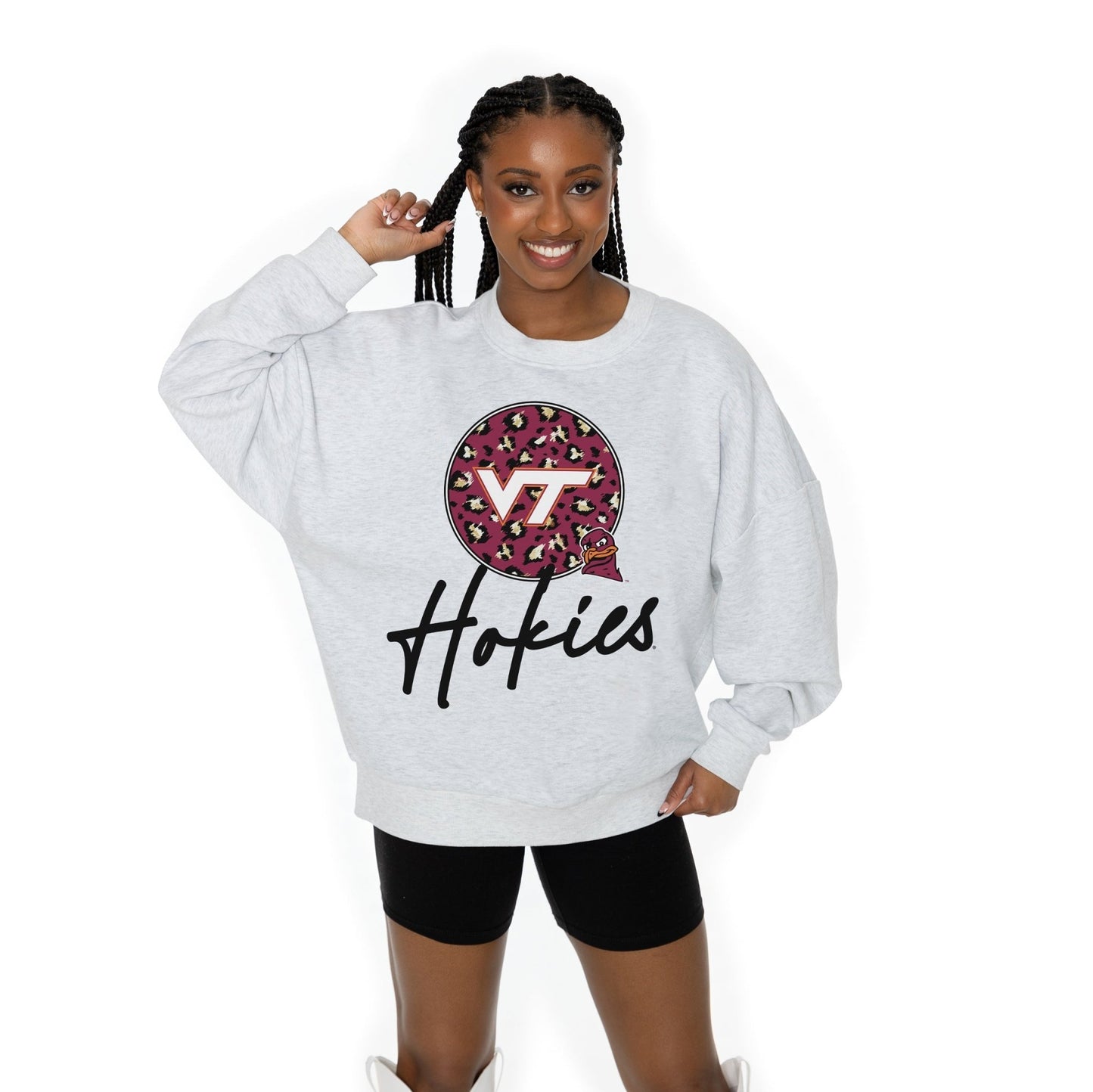 VIRGINIA TECH HOKIES GOING WILD LONG SLEEVE UNISEX FIT PREMIUM FLEECE CREWNECK SWEATSHIRT WITH RIBBED KNIT NECKLINE, WRIST, AND WAISTBAND - The Club