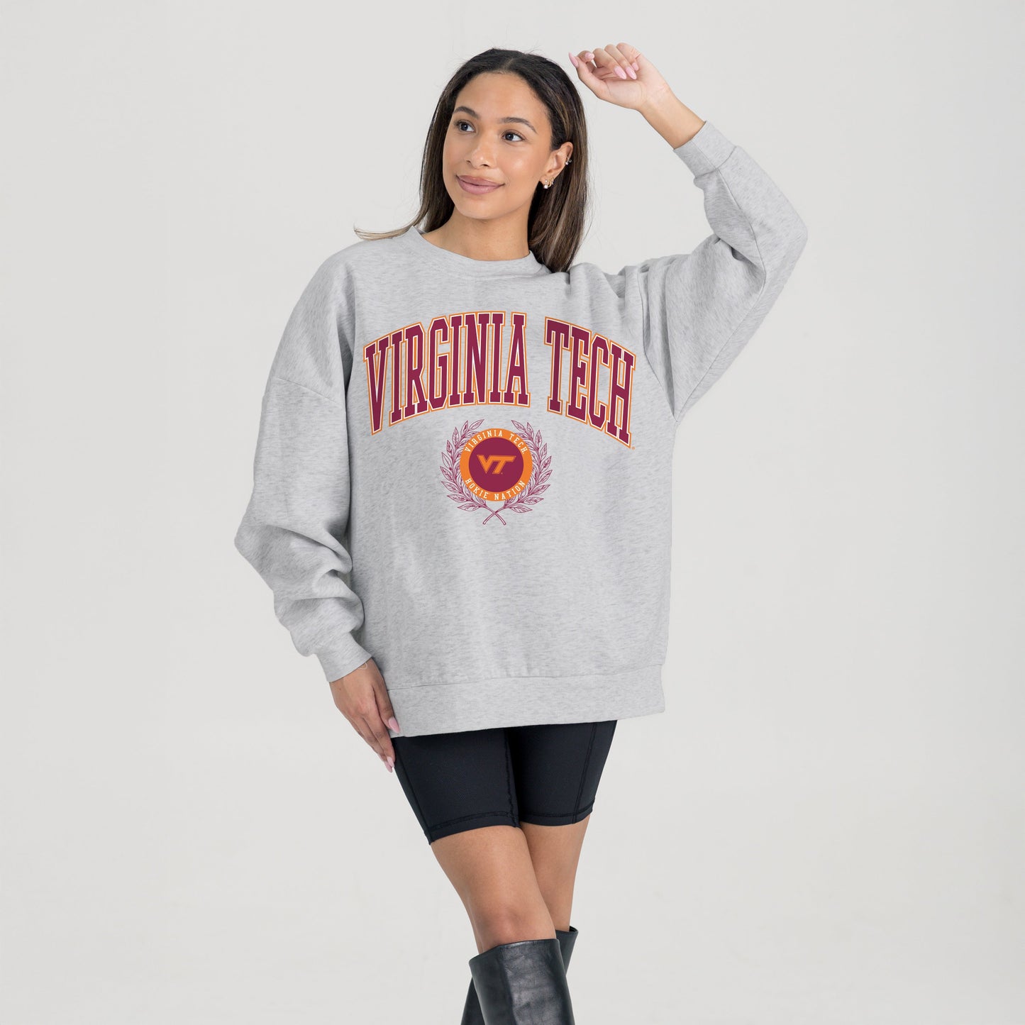 VIRGINIA TECH HOKIES TRADITION REFINED PREMIUM FLEECE CREWNECK PULLOVER