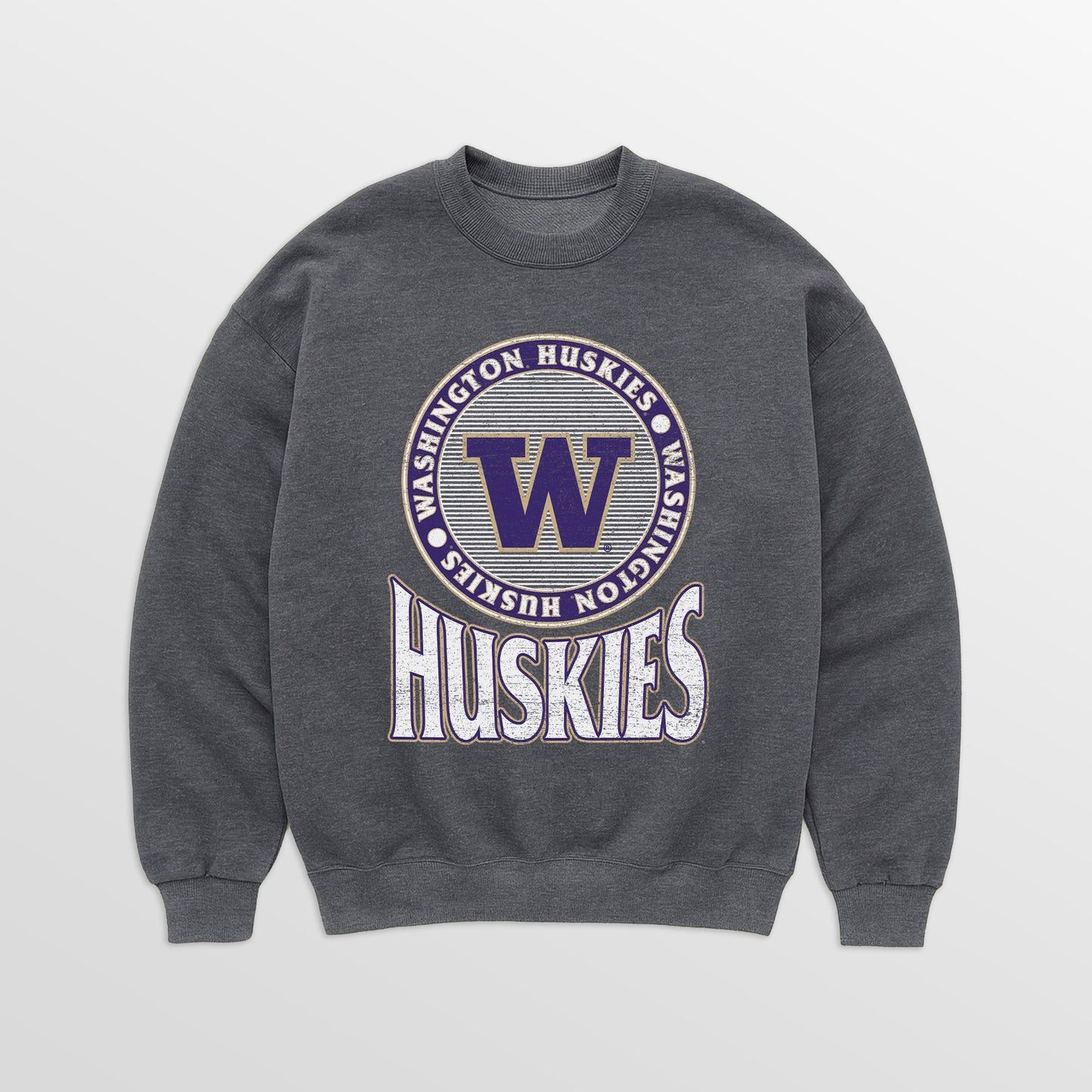 WASHINGTON HUSKIES SATURDAY SEAL PREMIUM FLEECE DROP SHOULDER CREWNECK PULLOVER
