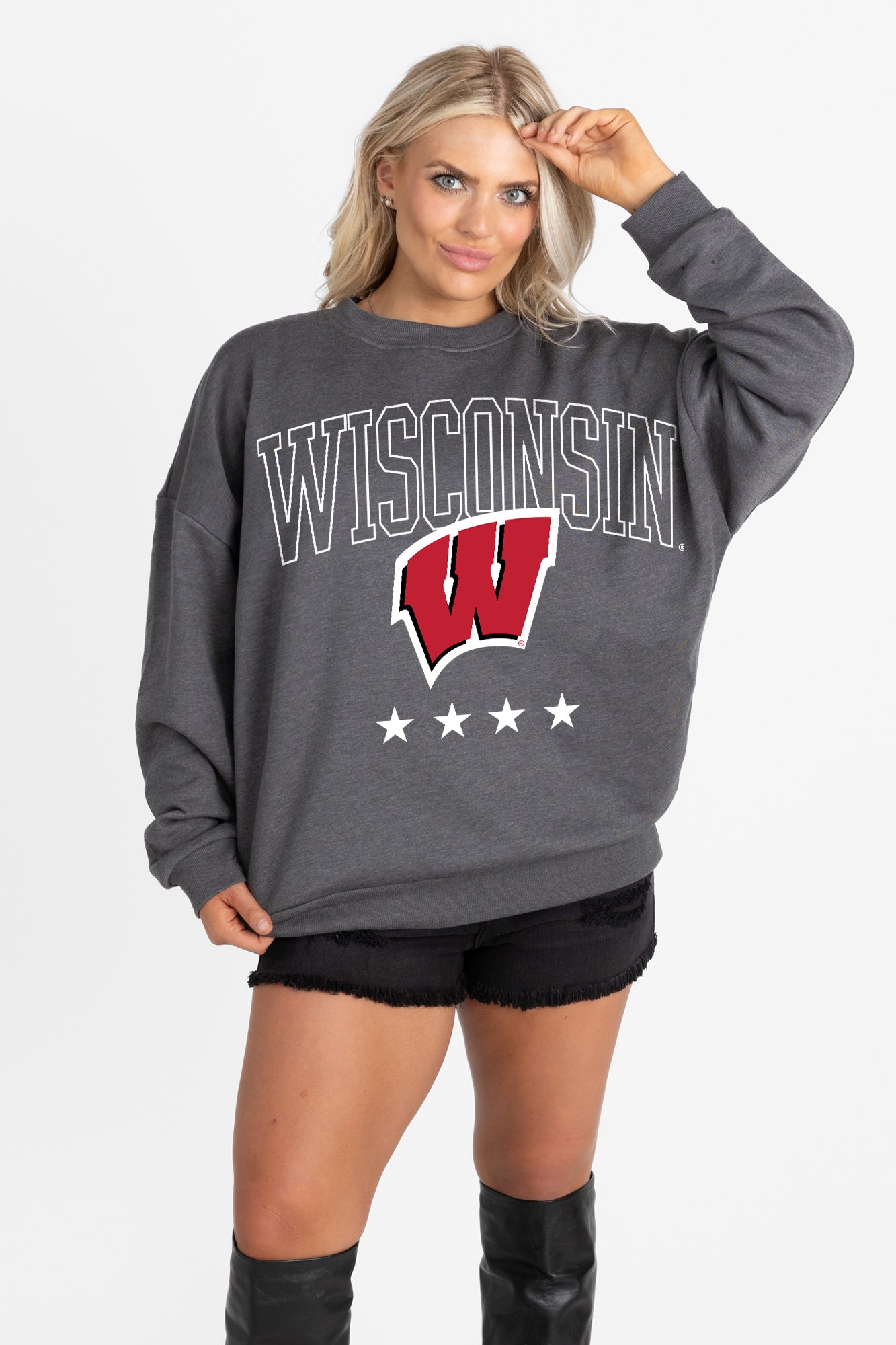 WISCONSIN BADGERS RISING STAR PREMIUM FLEECE CREWNECK PULLOVER