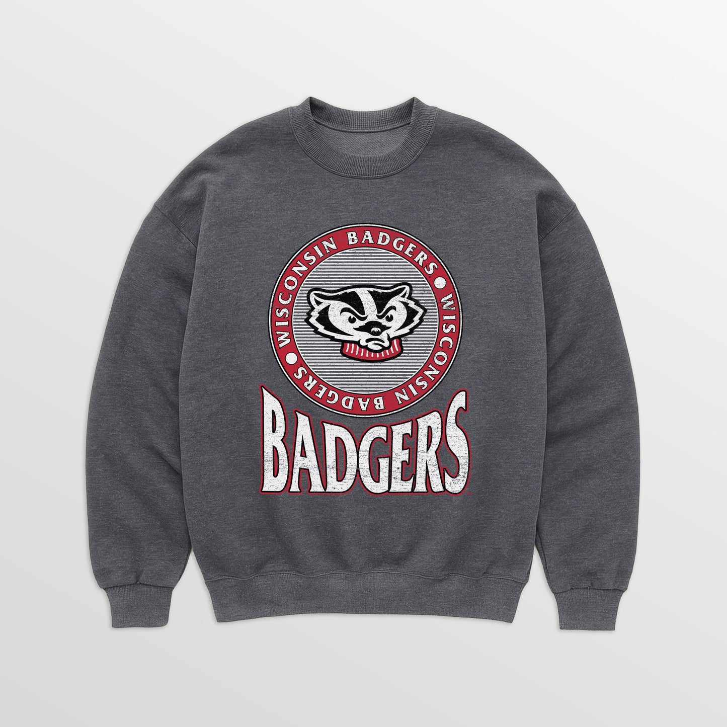 WISCONSIN BADGERS SATURDAY SEAL PREMIUM FLEECE DROP SHOULDER CREWNECK PULLOVER