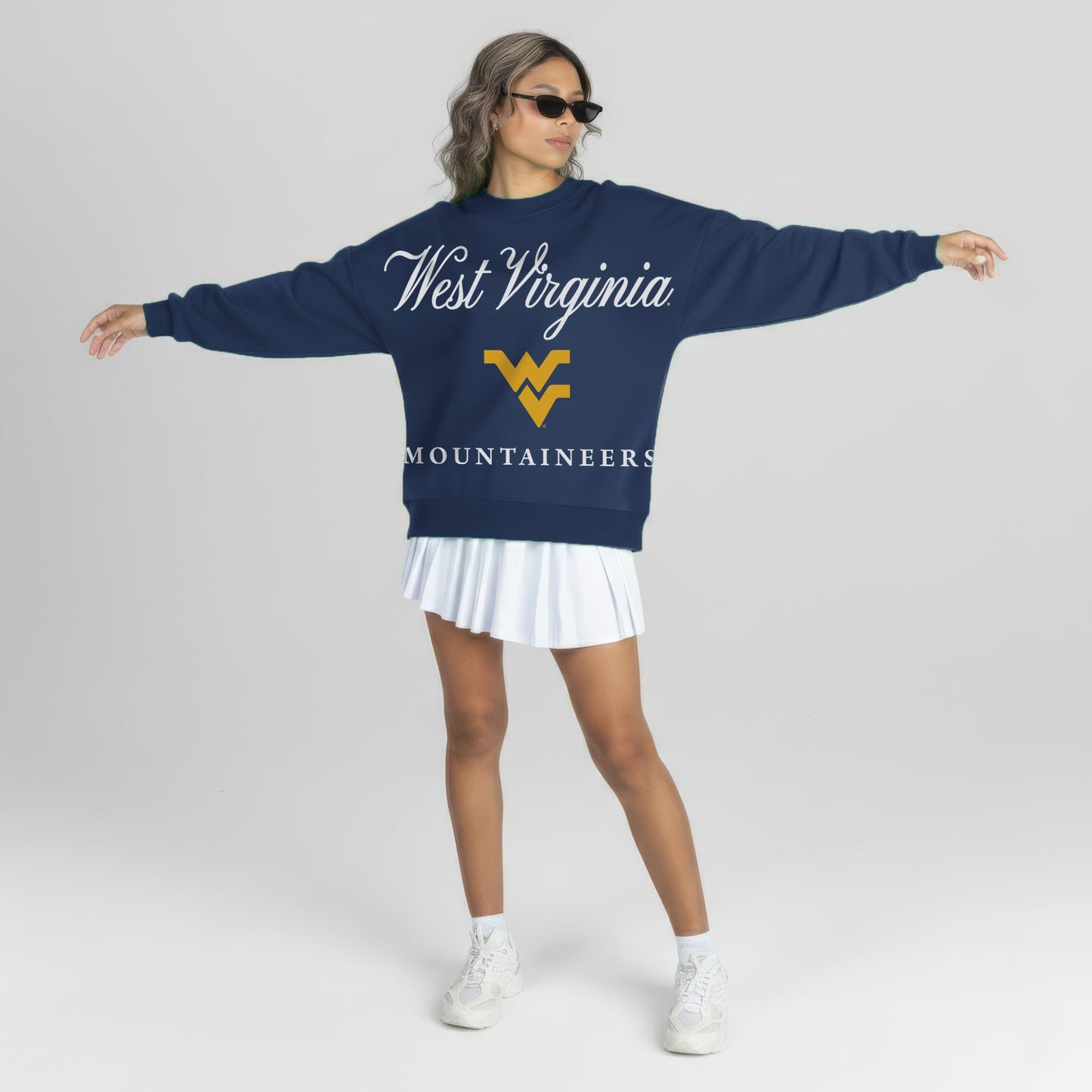 WEST VIRGINIA MOUNTAINEERS LEGACY CLUB PREMIUM FLEECE DROP SHOULDER CREWNECK PULLOVER