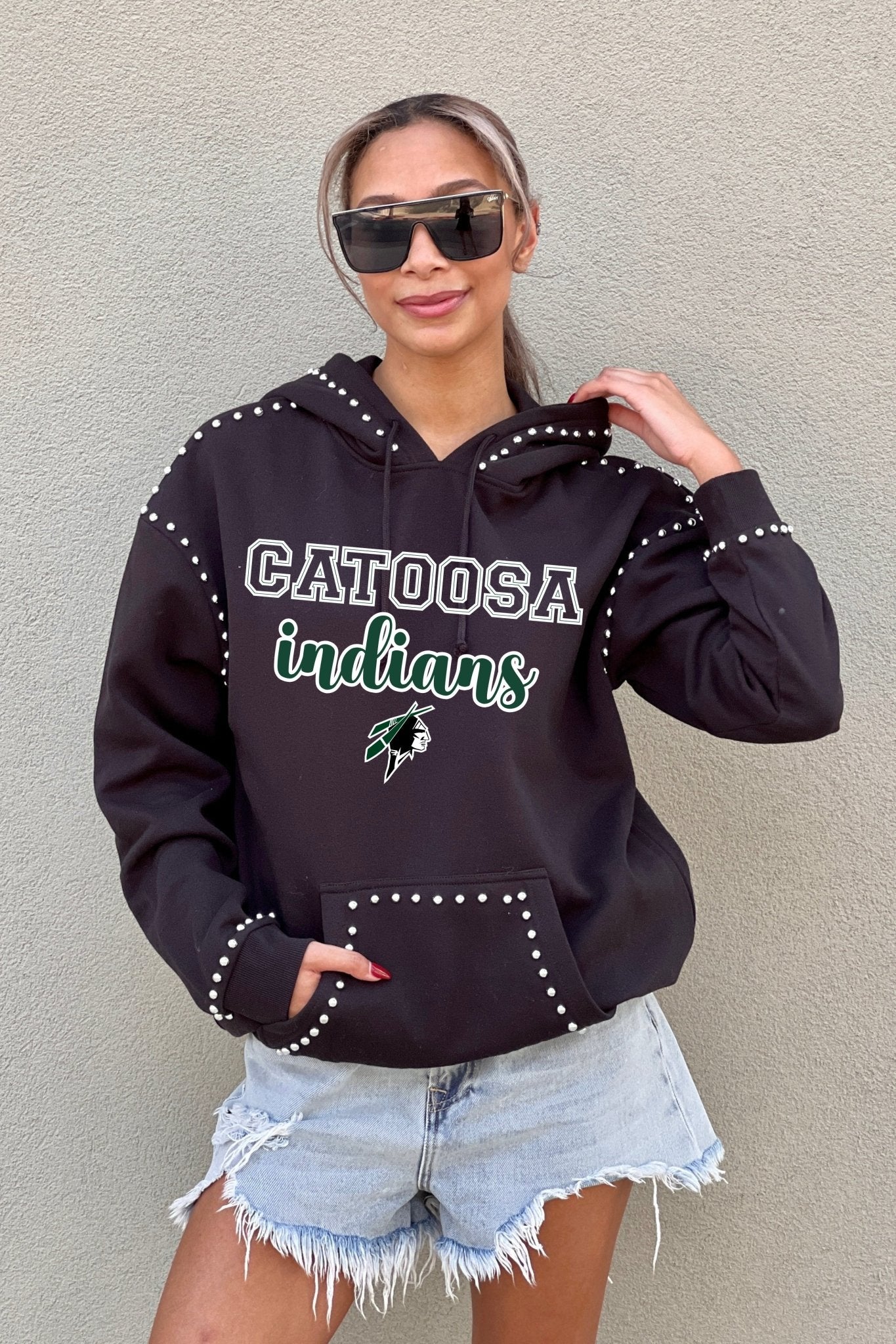CATOOSA INDIANS STUDDED HOODED PULLOVER - The Club