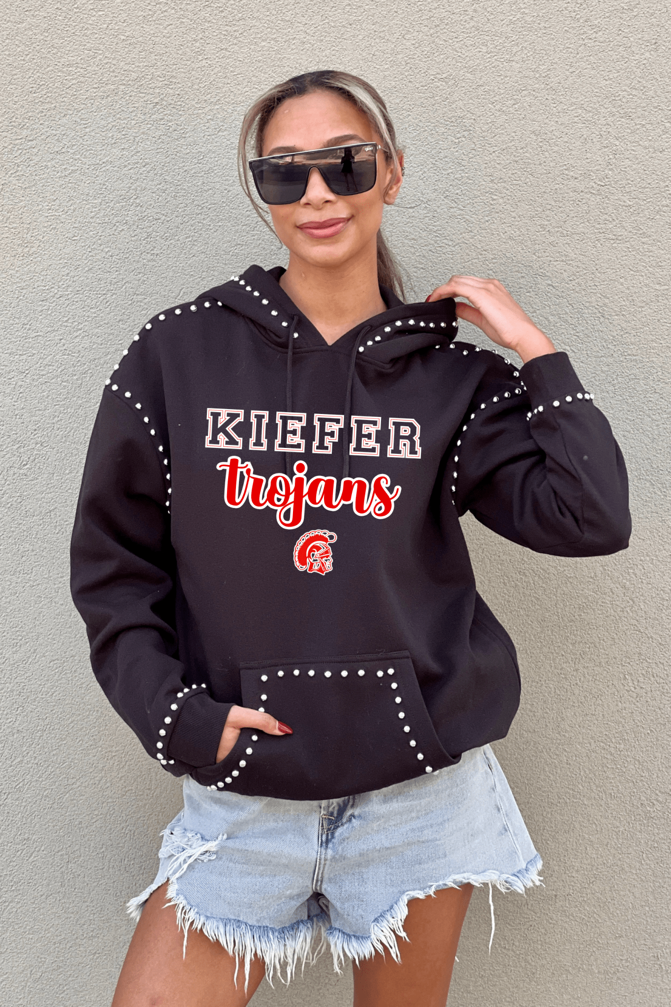 KIEFER TROJANS STUDDED HOODED PULLOVER - The Club