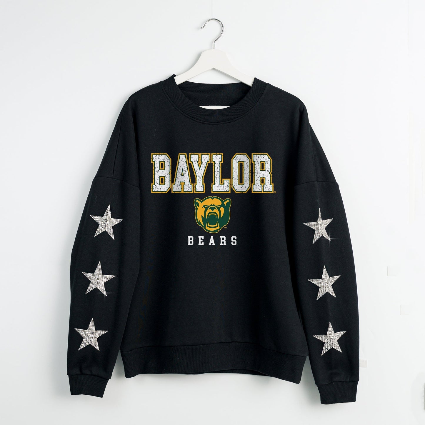 BAYLOR BEARS VELOCITY STAR EMBELLISHED CREW SWEATSHIRT