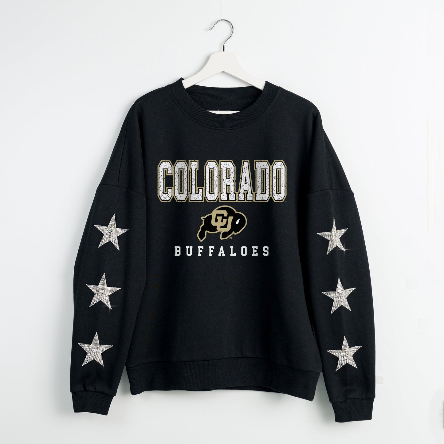 COLORADO BUFFALOES VELOCITY STAR EMBELLISHED CREW SWEATSHIRT