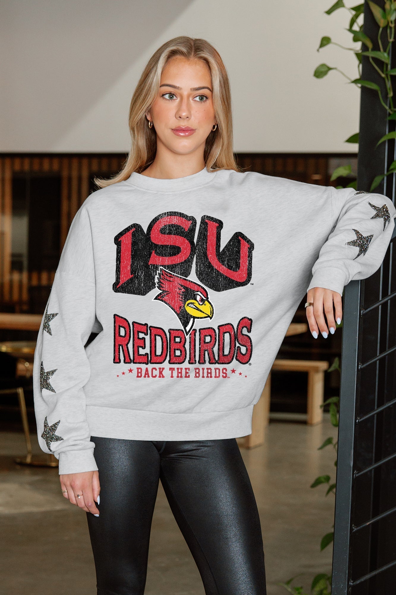 ILLINOIS STATE REDBIRDS RESILIENCE STAR EMBELLISHED CREW SWEATSHIRT