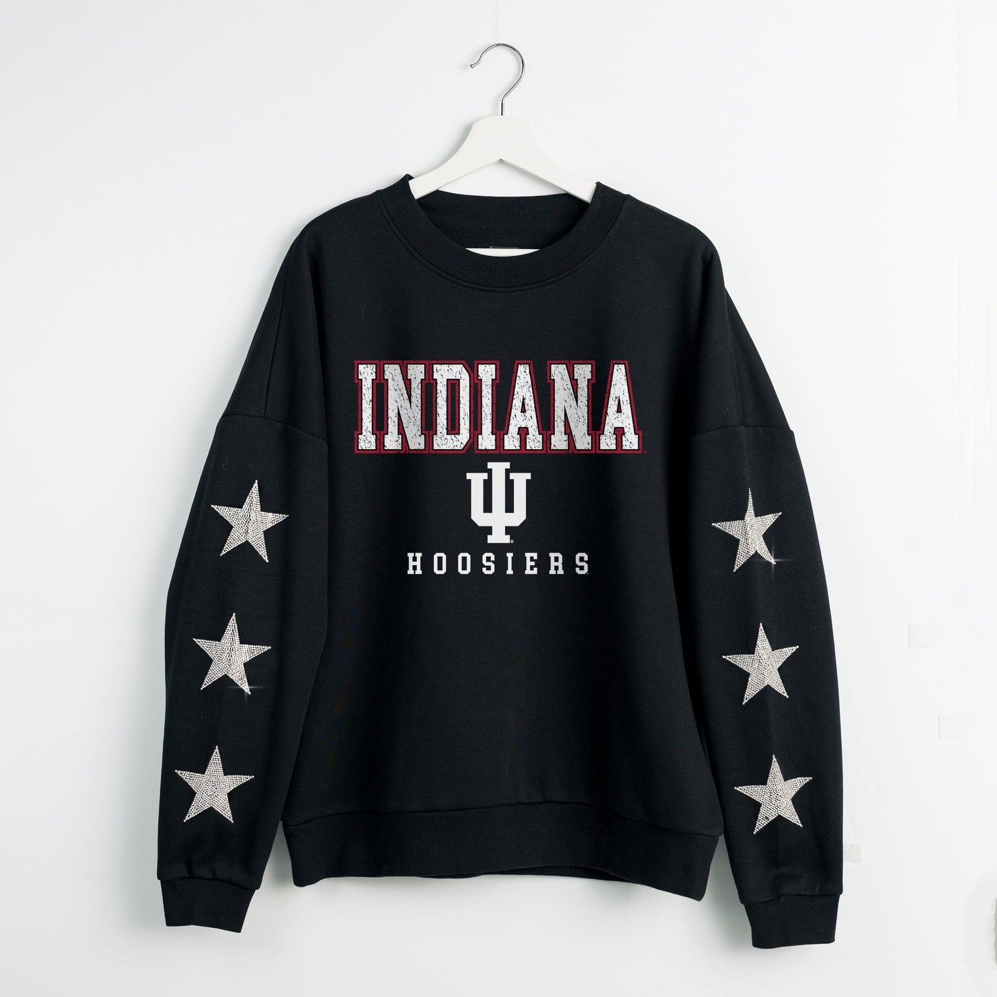 INDIANA HOOSIERS VELOCITY STAR EMBELLISHED CREW SWEATSHIRT