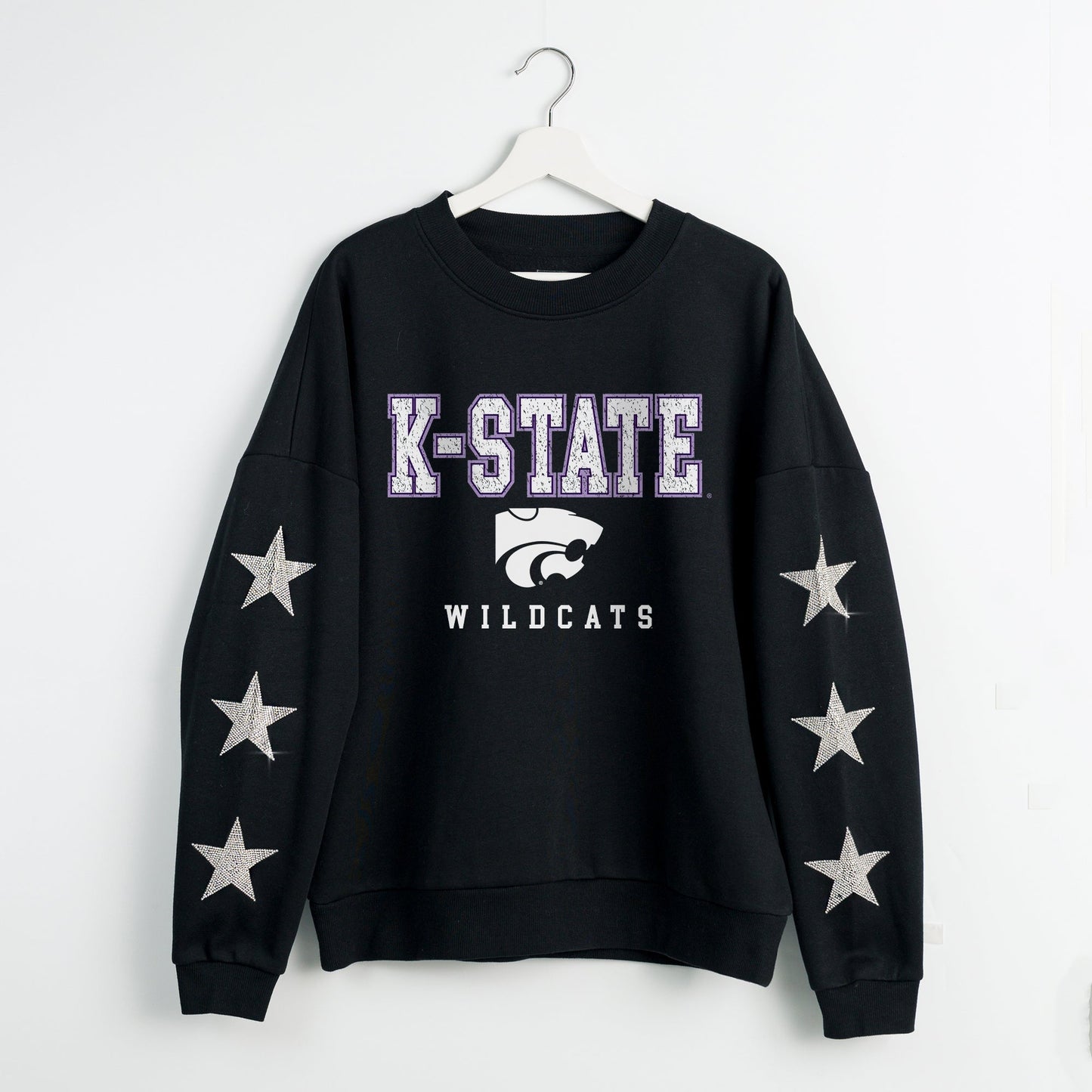 KANSAS STATE WILDCATS VELOCITY STAR EMBELLISHED CREW SWEATSHIRT