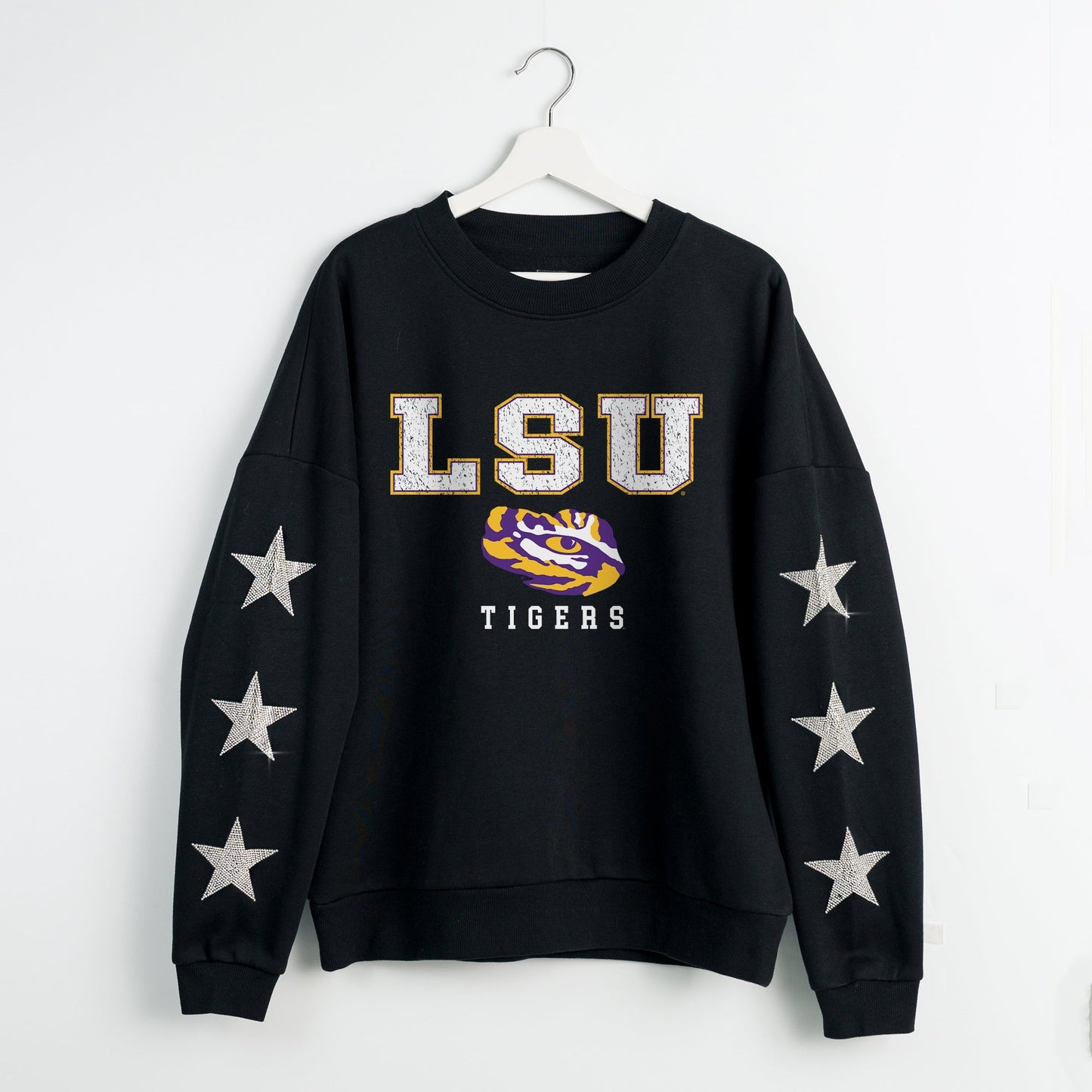 LSU TIGERS VELOCITY STAR EMBELLISHED CREW SWEATSHIRT