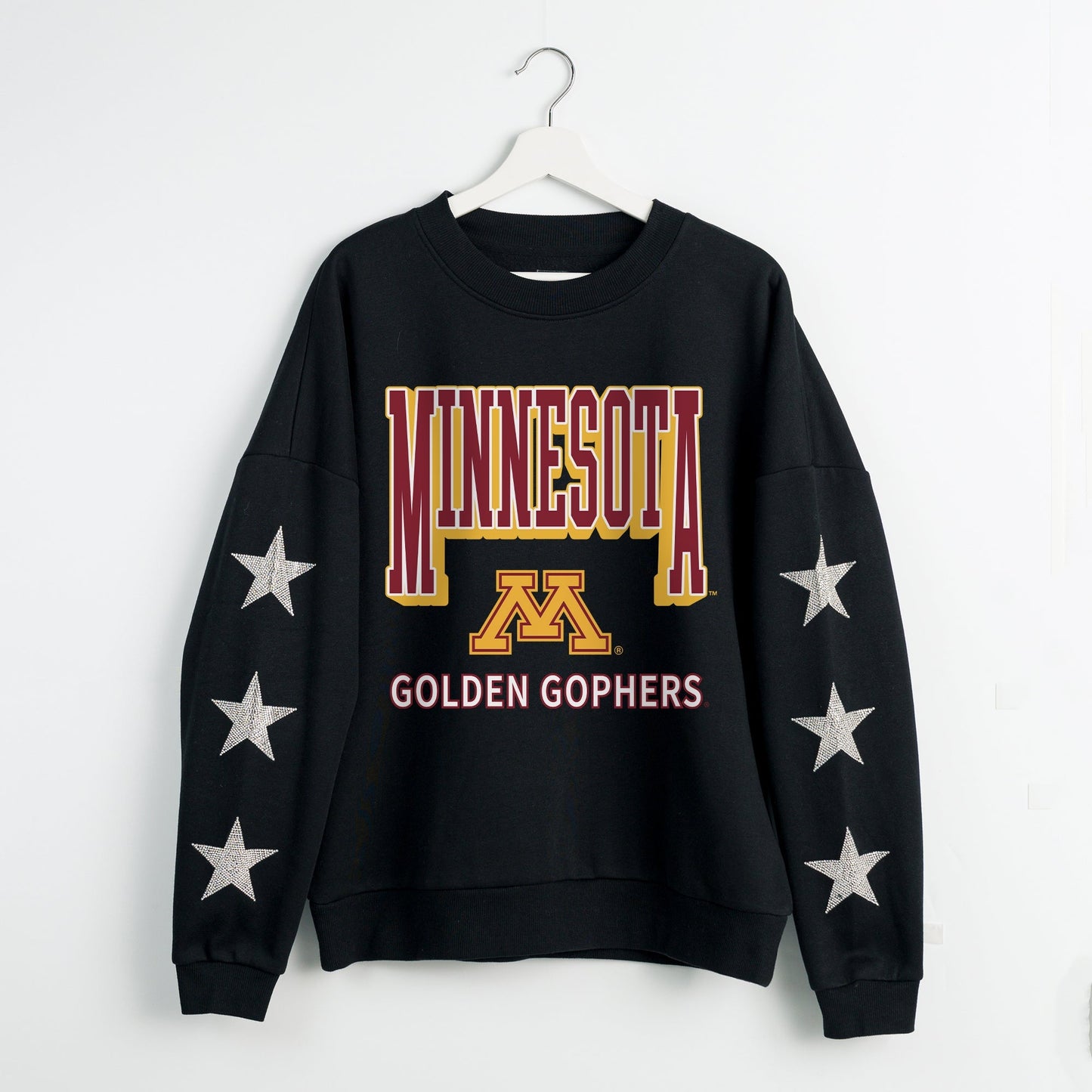 MINNESOTA GOLDEN GOPHERS PURE VICTORY EMBELLISHED STAR SLEEVE CREWNECK PULLOVER