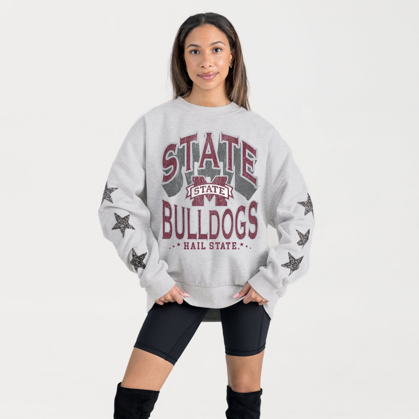 MISSISSIPPI STATE BULLDOGS RESILIENCE STAR EMBELLISHED CREW SWEATSHIRT