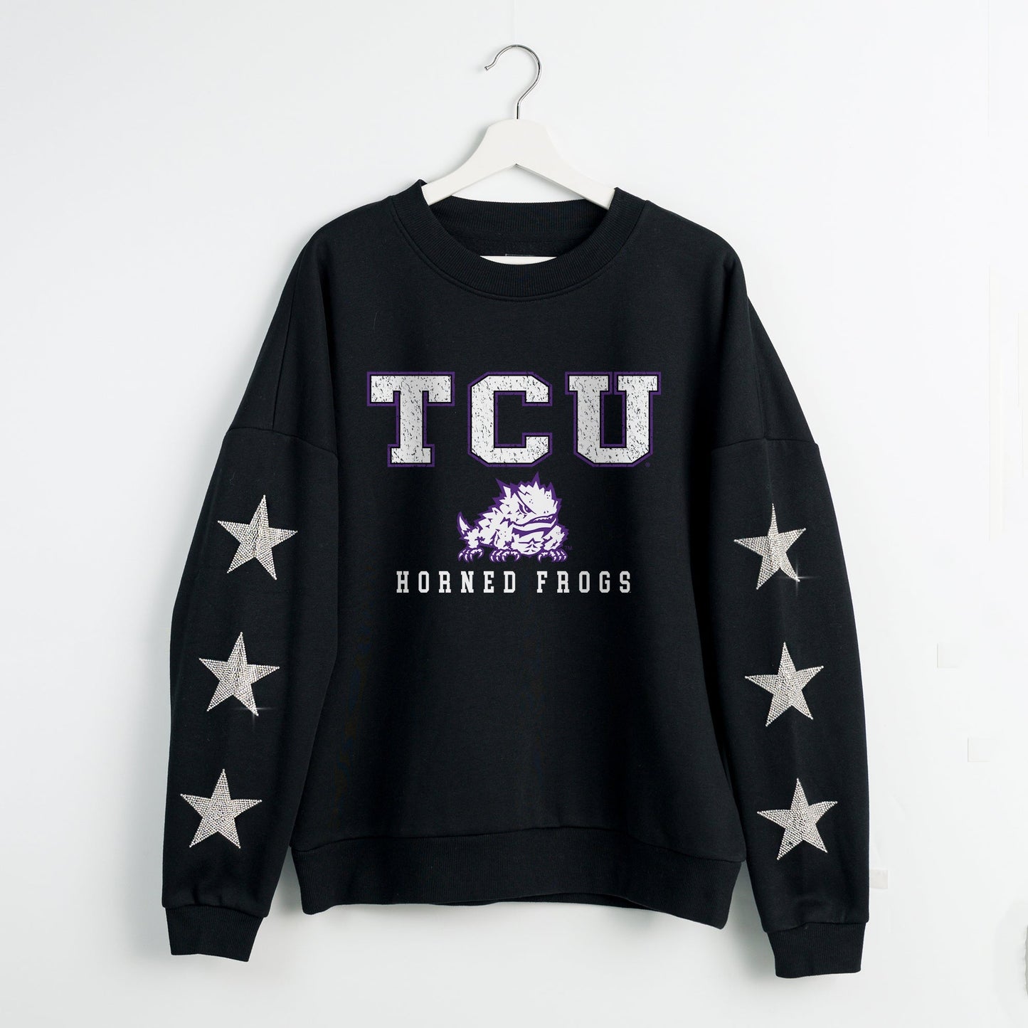 TCU HORNED FROGS VELOCITY STAR EMBELLISHED CREW SWEATSHIRT