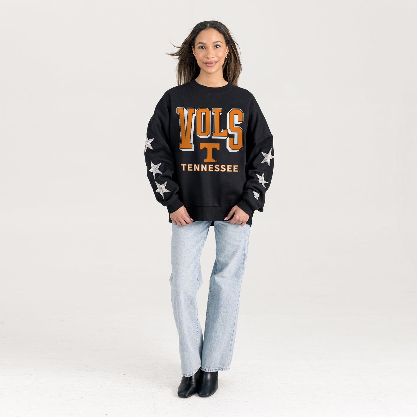 TENNESSEE VOLUNTEERS PURE VICTORY EMBELLISHED STAR SLEEVE CREWNECK PULLOVER