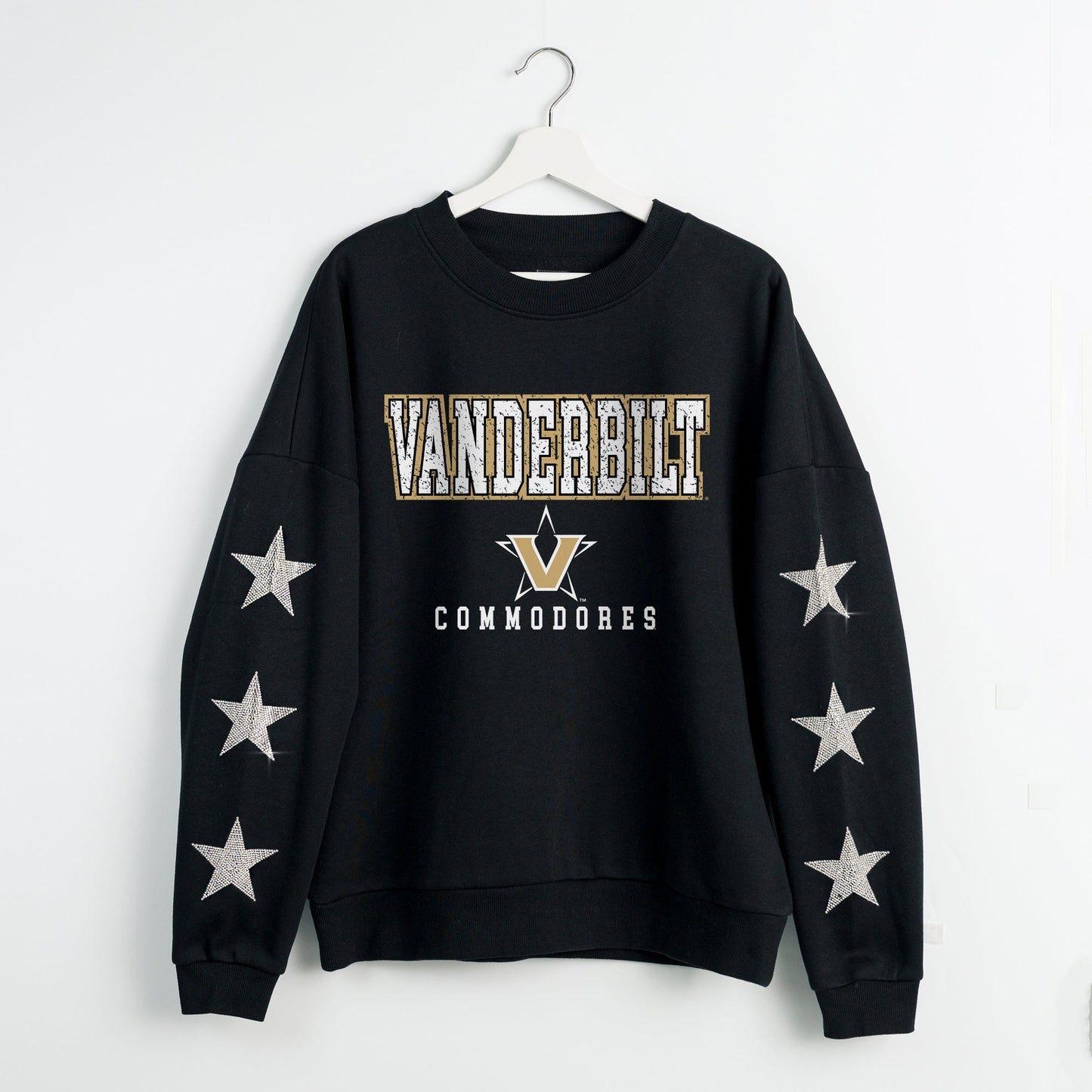 VANDERBILT COMMODORES VELOCITY STAR EMBELLISHED CREW SWEATSHIRT