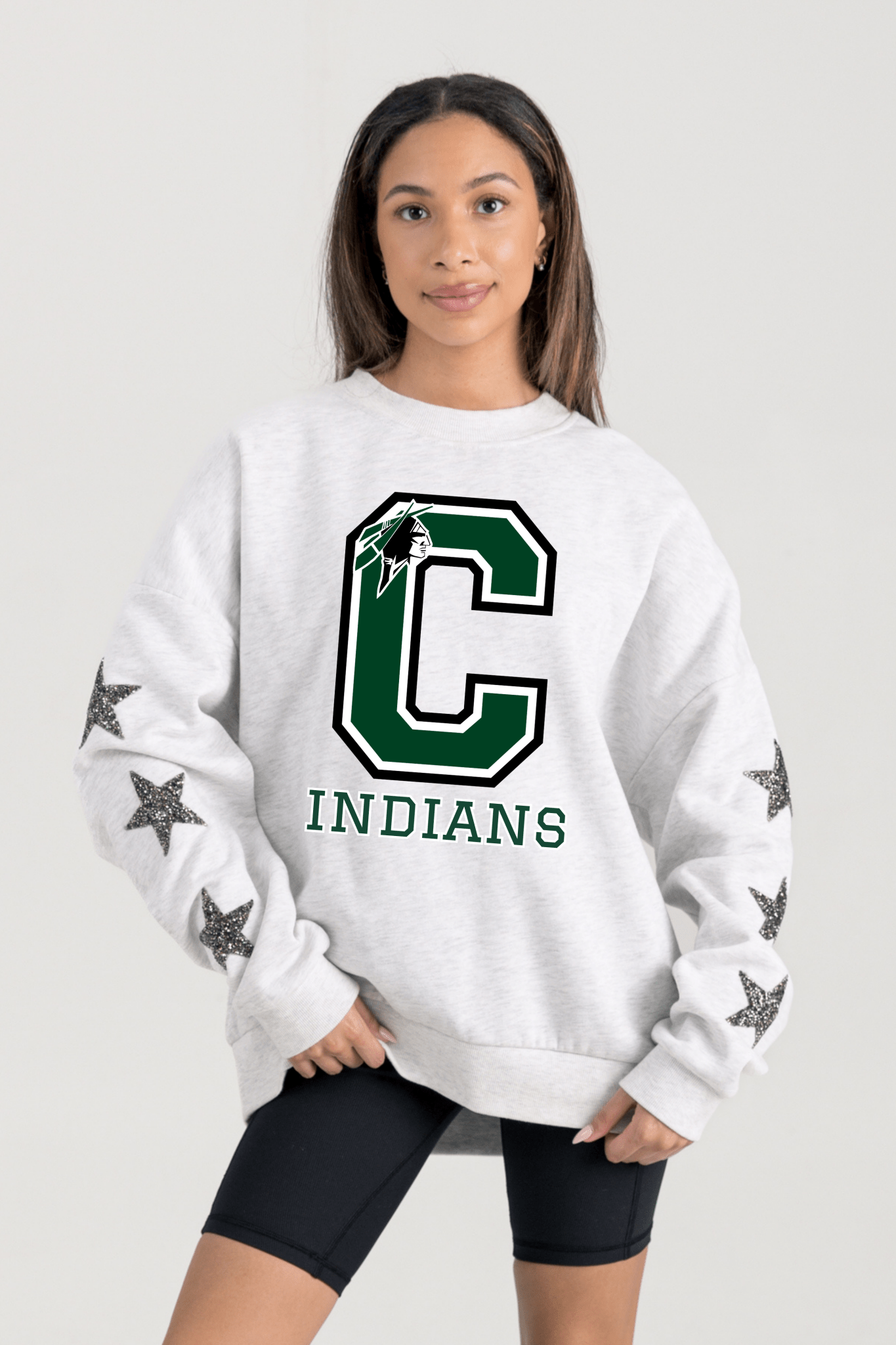 CATOOSA INDIANS EMBELLISHED STAR SLEEVE CREWNECK SWEATSHIRT - The Club