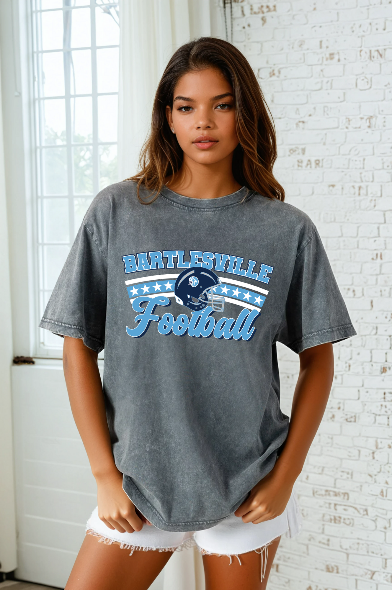 BARTLESVILLE BRUINS FOOTBALL VINTAGE WASH BOYFRIEND TEE