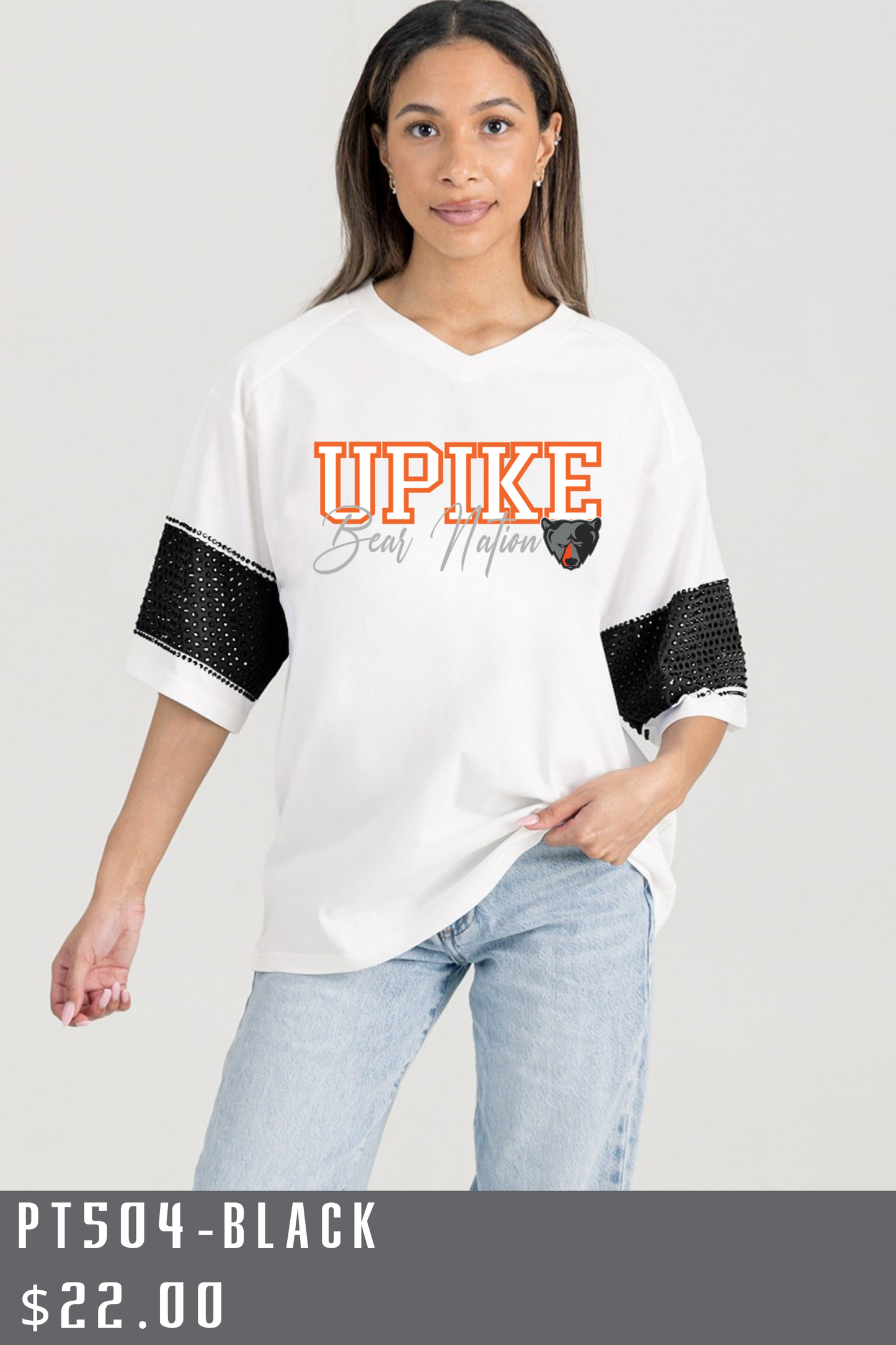 PIKEVILLE BEARS VARSITY RHINESTONE STRIPE TEE