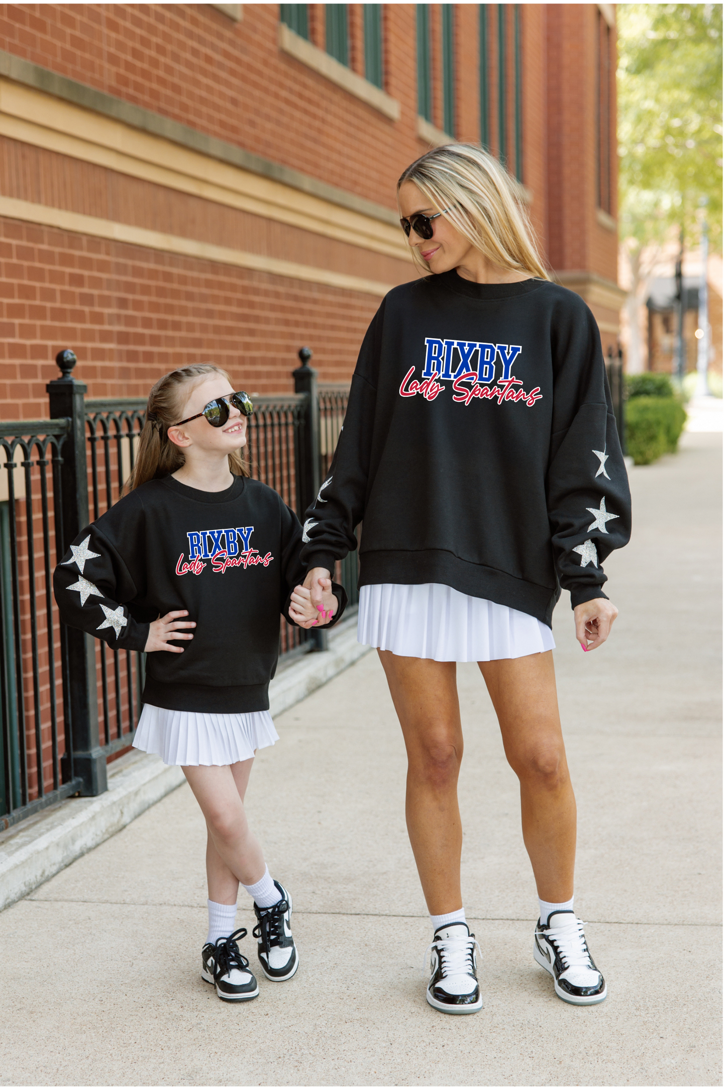 BIXBY SPARTANS BASKETBALL EMBELLISHED STAR SLEEVE CREWNECK PULLOVER