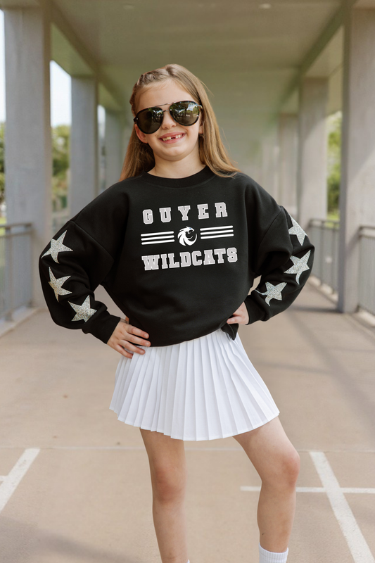 DENTON GUYER WILDCATS YOUTH EMBELLISHED STAR SLEEVE CREWNECK SWEATSHIRT