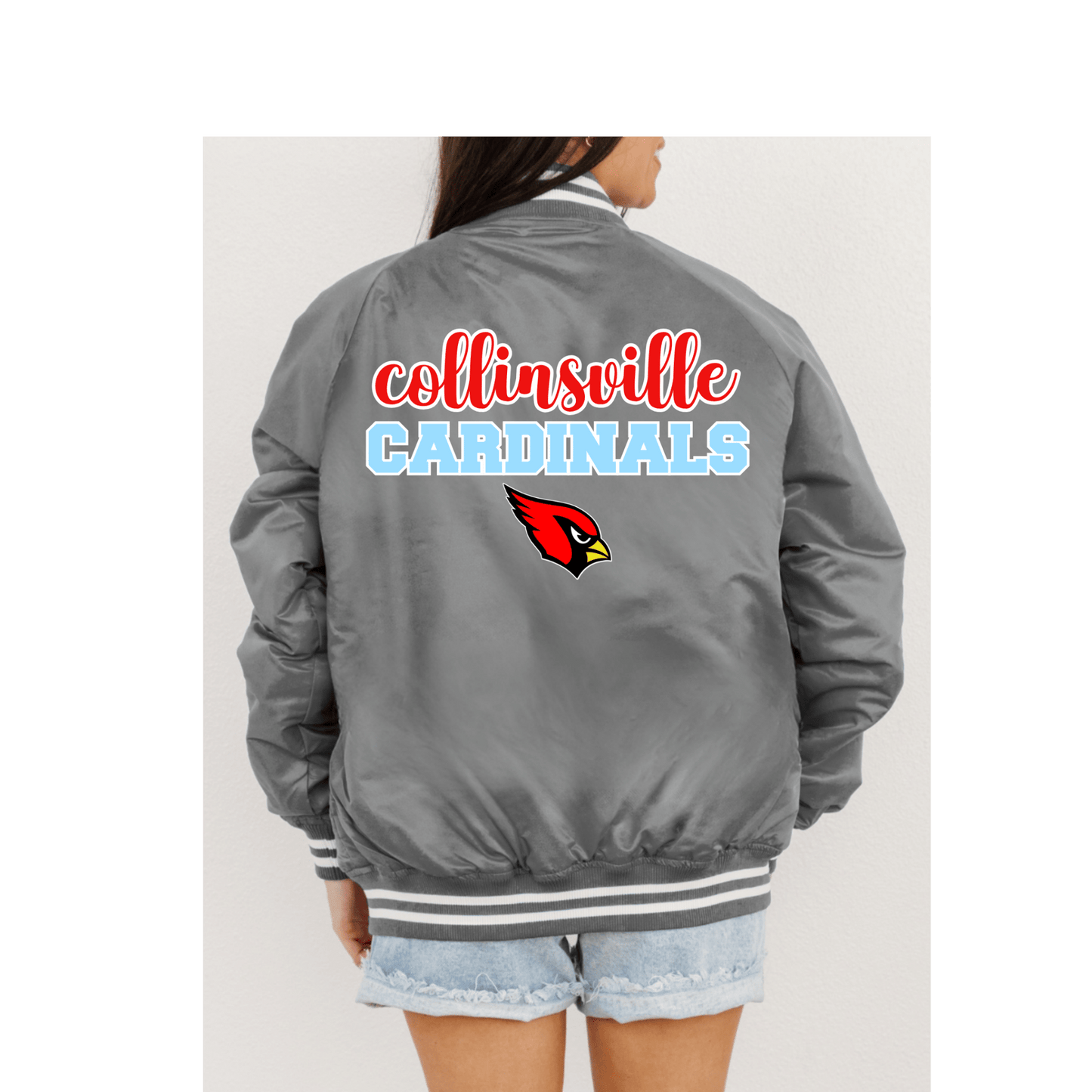 COLLINSVILLE CARDINALS SPORT STRIPE VARSITY JACKET - The Club