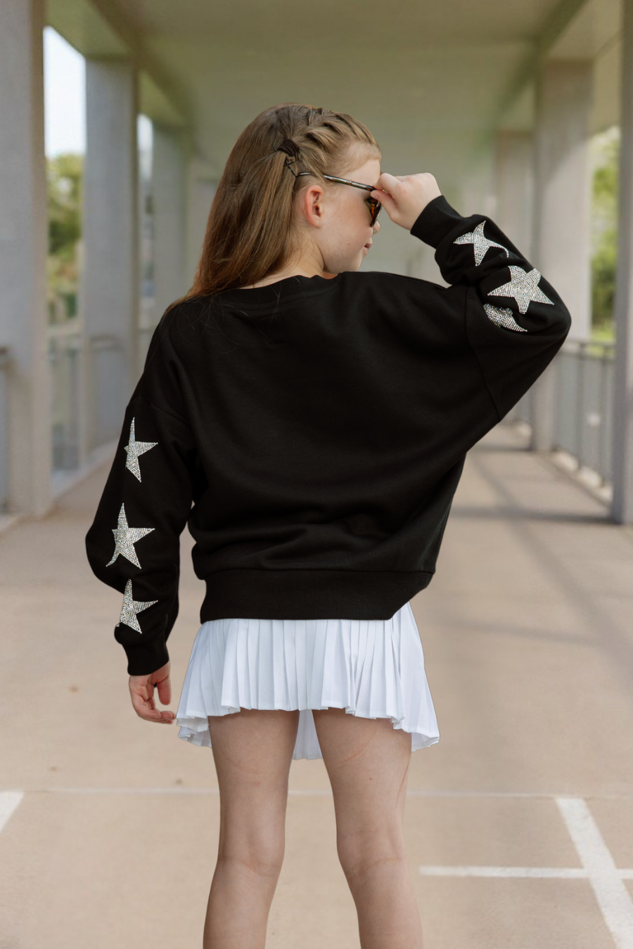 DENTON GUYER WILDCATS YOUTH EMBELLISHED STAR SLEEVE CREWNECK SWEATSHIRT