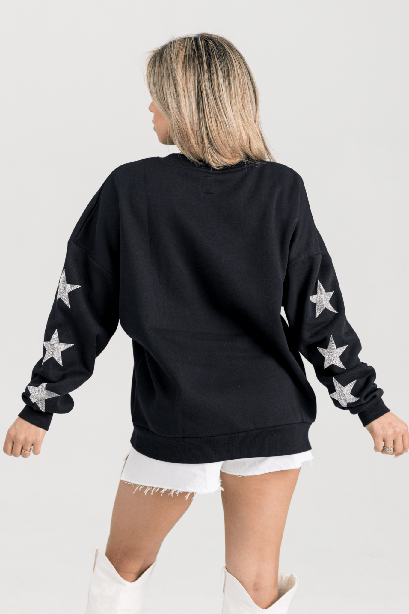 BIXBY SPARTANS EMBELLISHED STAR SLEEVE CREWNECK SWEATSHIRT - The Club