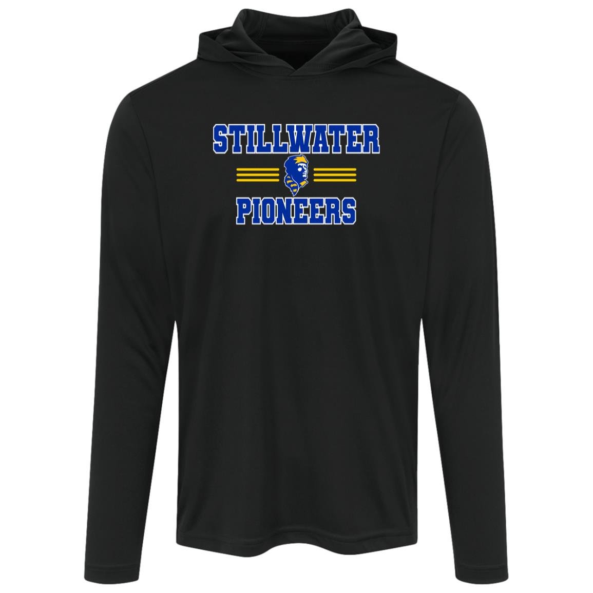 STILLWATER PIONEERS ADULT HOODED LONG SLEEVE PERFORMANCE TEE - The Club