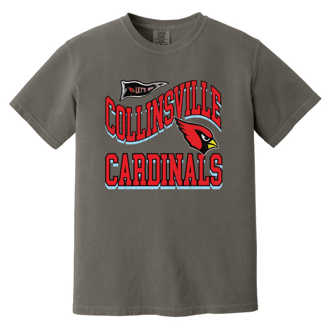 COLLINSVILLE CARDINALS ADULT GARMENT WASHED TEE - The Club