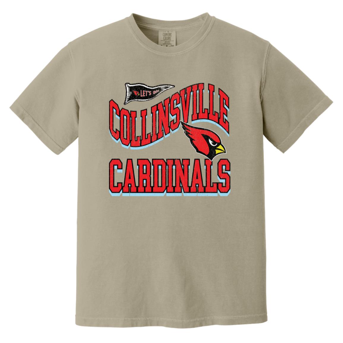 COLLINSVILLE CARDINALS ADULT GARMENT WASHED TEE - The Club