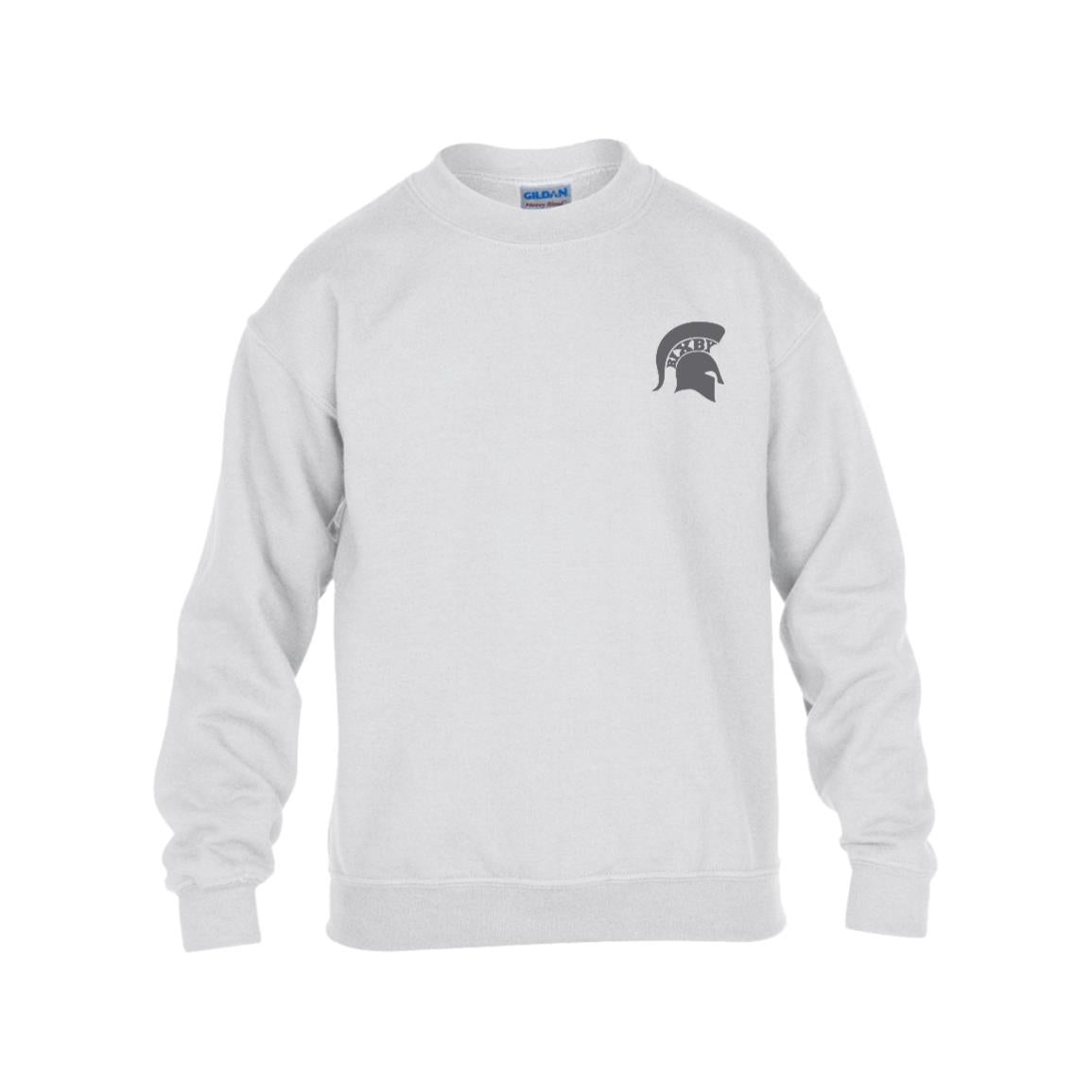 ON GAME DAYS WE WEAR WHITE GILDAN KIDS HEAVY BLEND FLEECE CREW