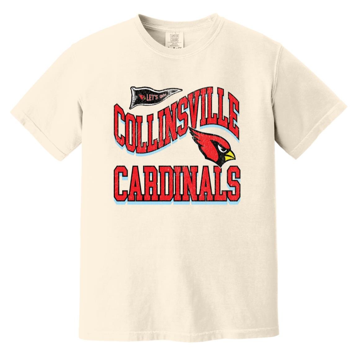 COLLINSVILLE CARDINALS ADULT GARMENT WASHED TEE - The Club