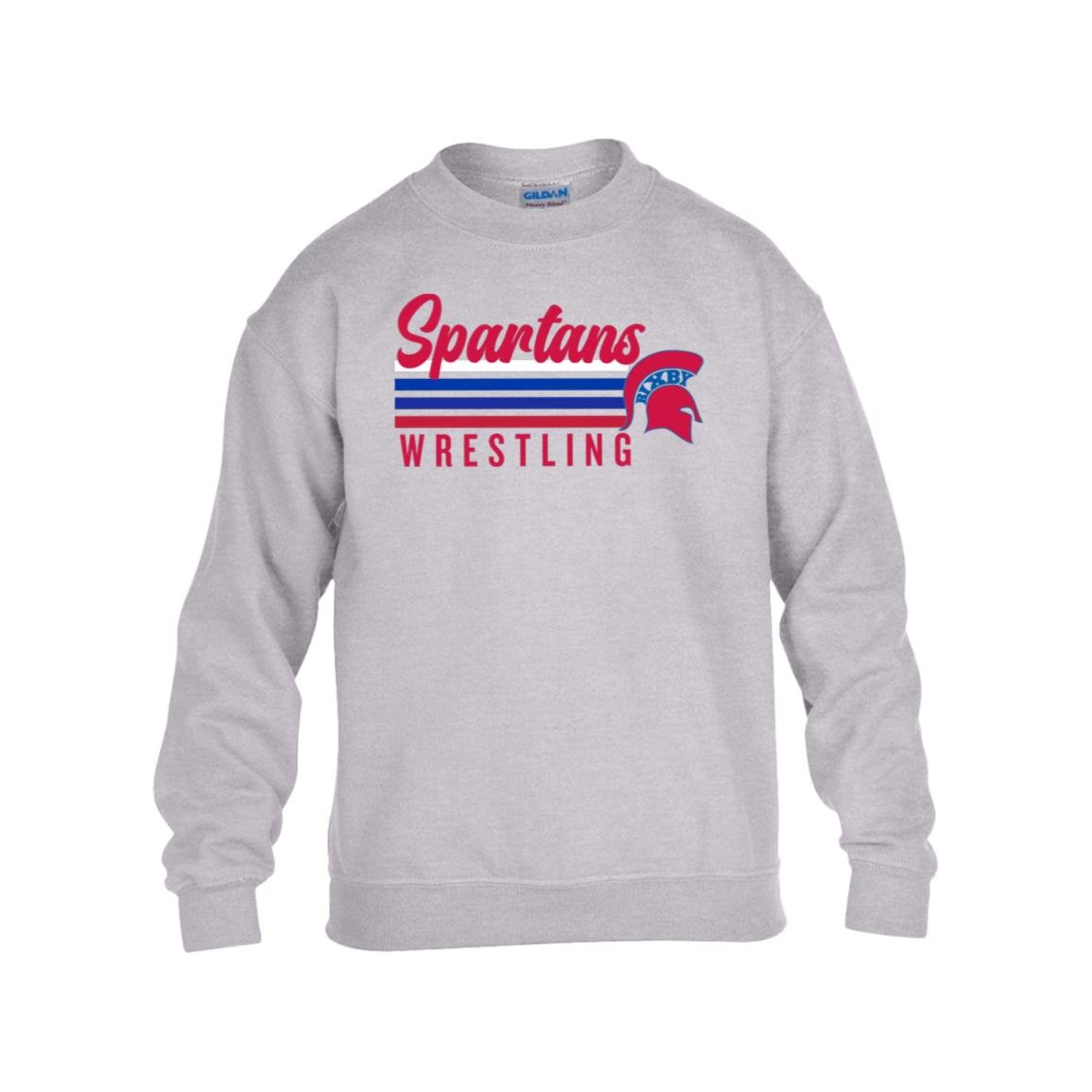 ALL THE VIBES SPARTANS WRESTLING GILDAN YOUTH HEAVY BLEND FLEECE CREW - The Club
