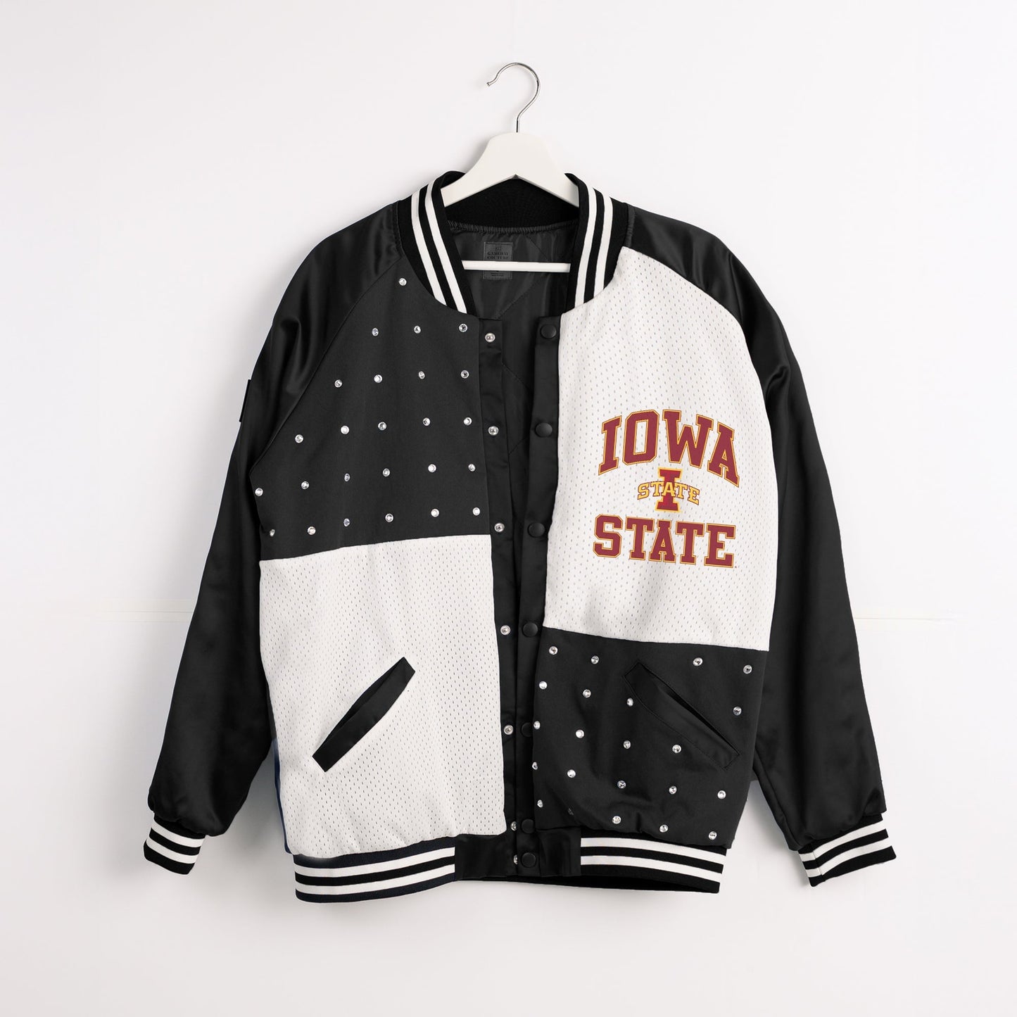 IOWA STATE CYCLONES REFINED RIVALRY THROWBACK VARSITY BOMBER JACKET
