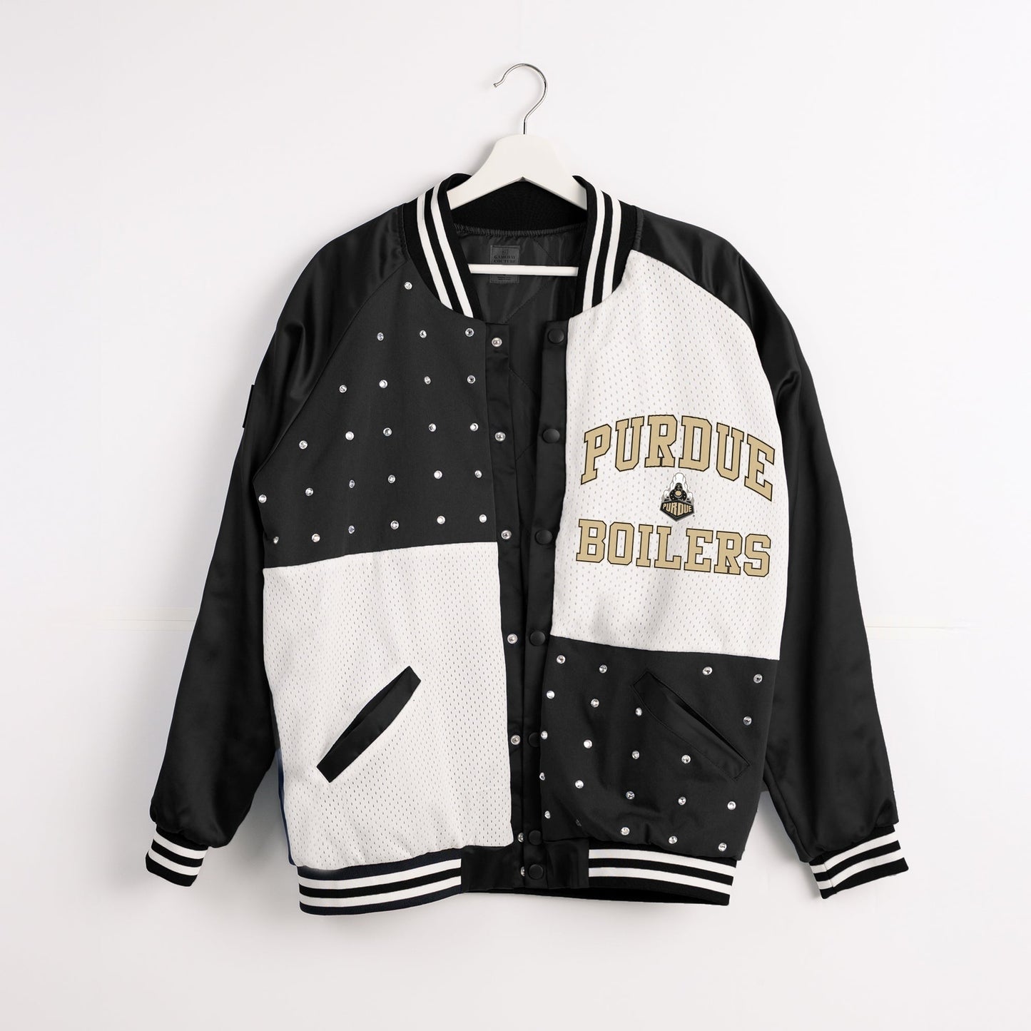PURDUE BOILERMAKERS REFINED RIVALRY THROWBACK VARSITY BOMBER JACKET