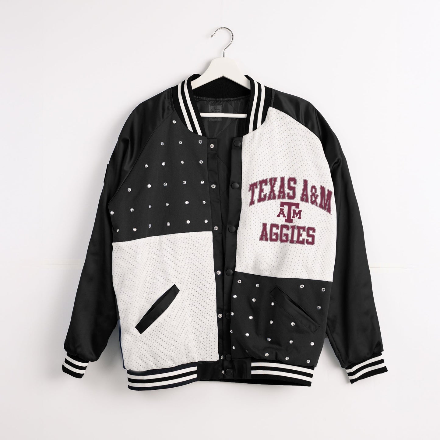 TEXAS A&M AGGIES REFINED RIVALRY THROWBACK VARSITY BOMBER JACKET