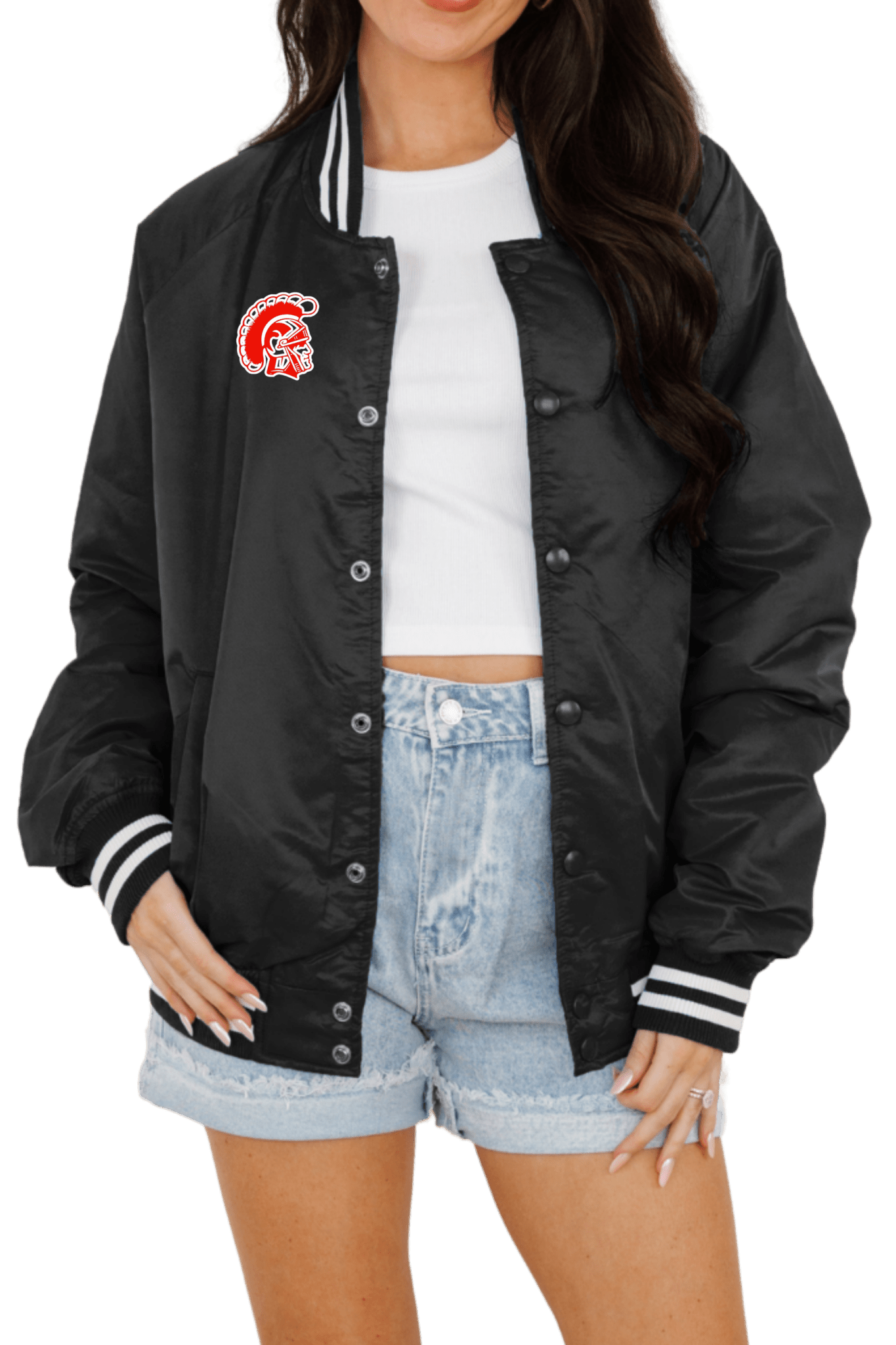 KIEFER TROJANS SPORT STRIPE VARSITY JACKET - The Club