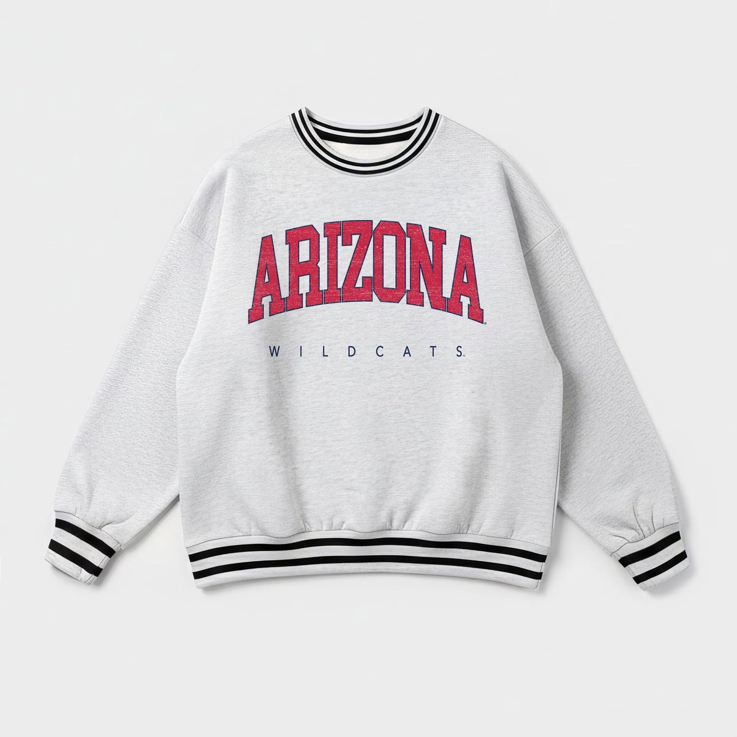 ARIZONA WILDCATS EASY ENERGY CREW FLEECE RINGER STRIPE SWEATSHIRT