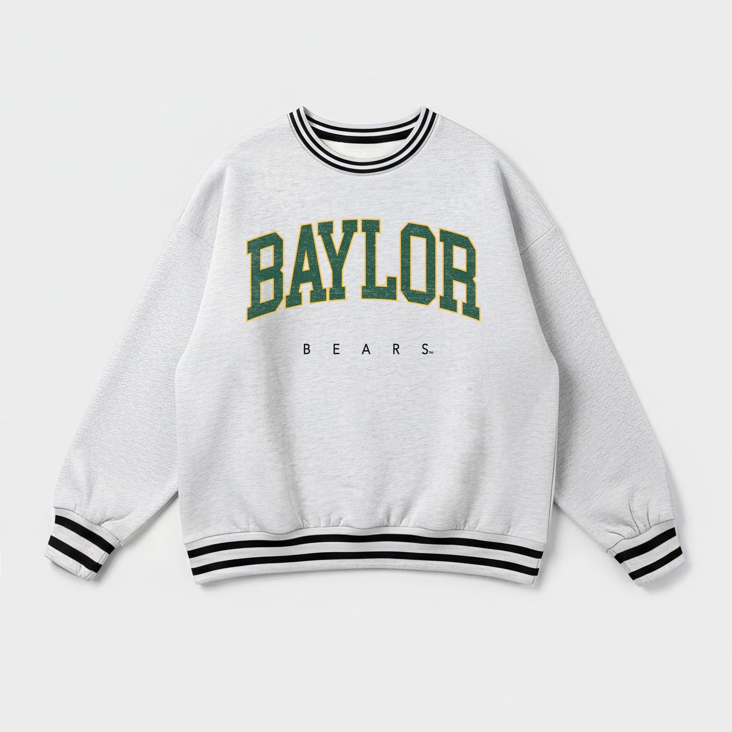 BAYLOR BEARS EASY ENERGY CREW FLEECE RINGER STRIPE SWEATSHIRT